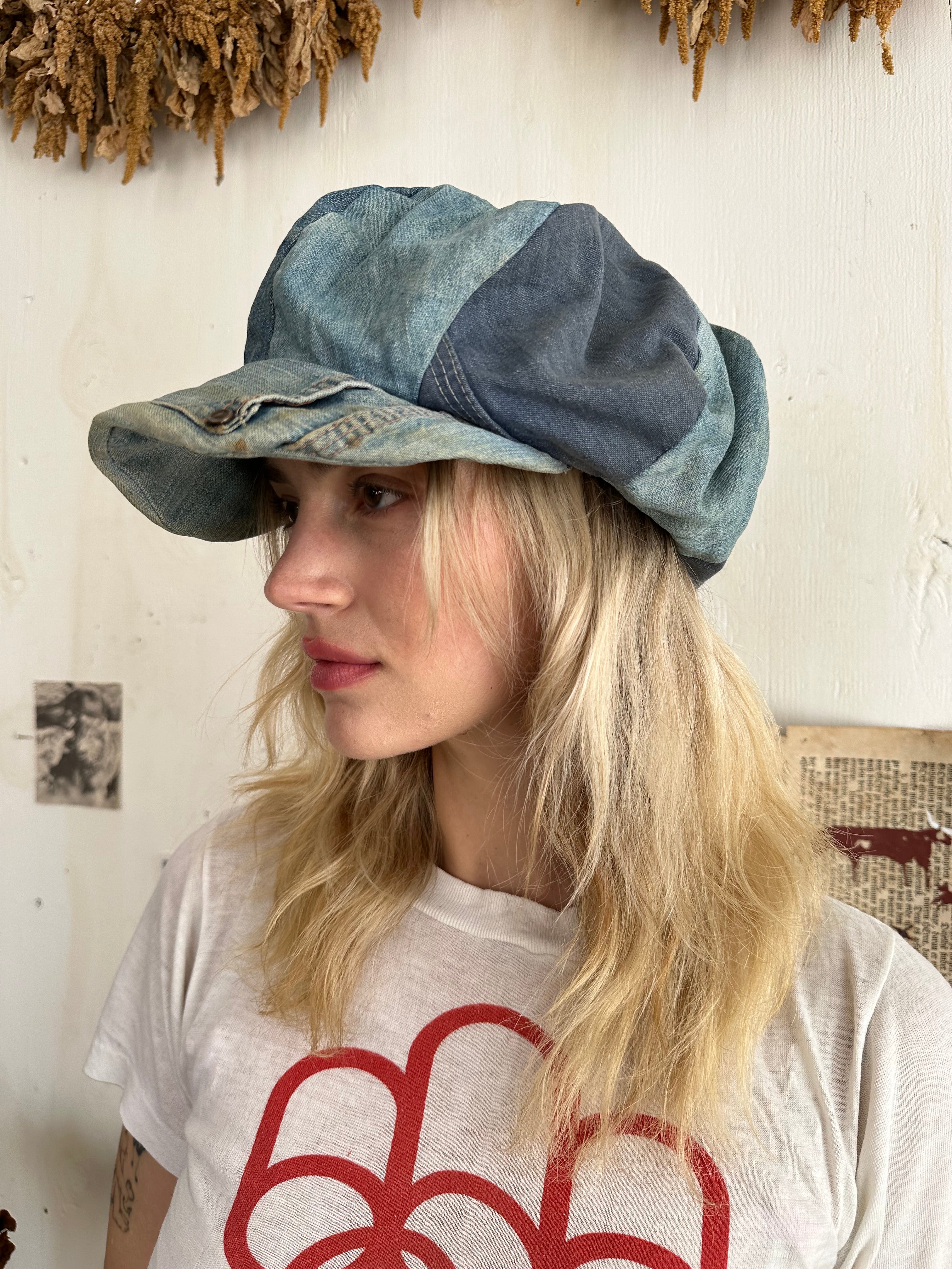 1970s Handmade Denim Newsboy Cap (7.25)