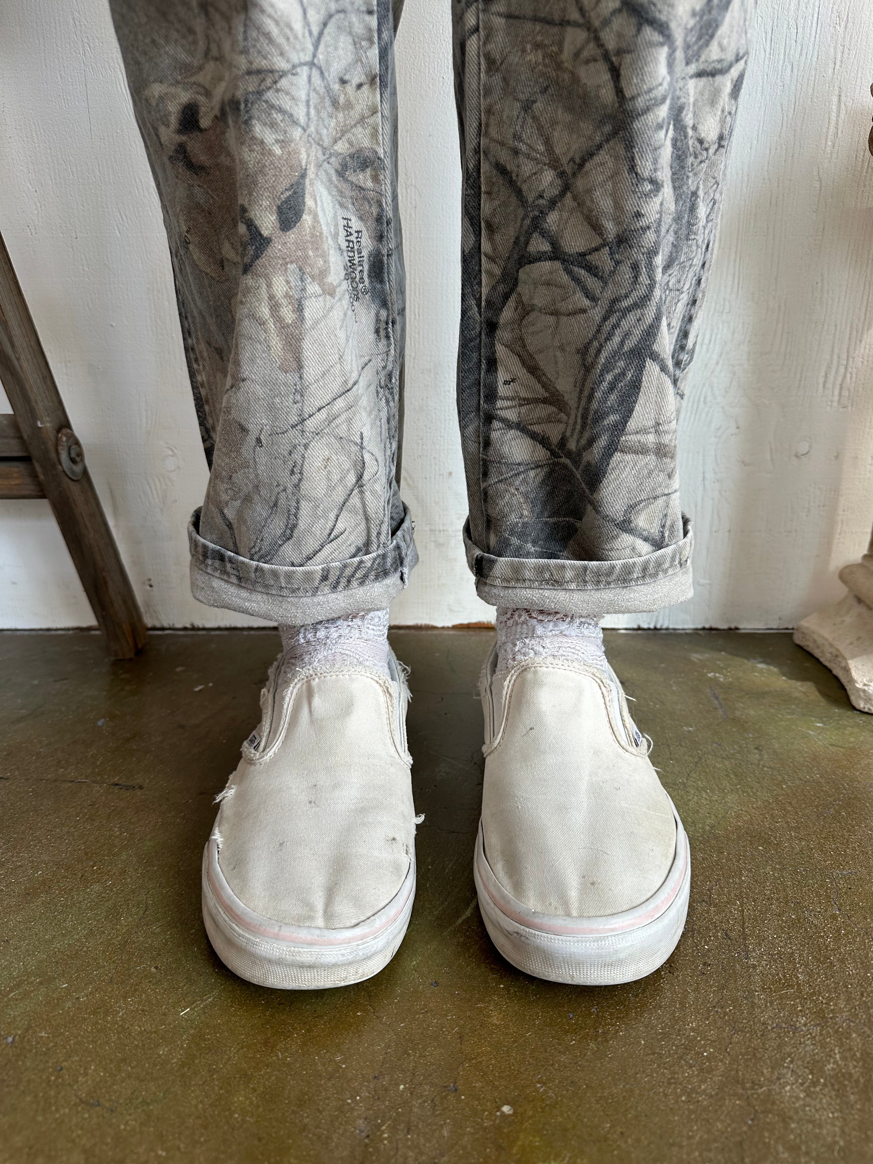 Perfectly Thrashed White Vans (M8/W9.5)