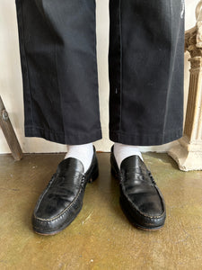 Vintage Made in England Black Leather Penny Loafers (M9)
