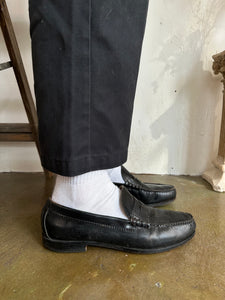 Vintage Made in England Black Leather Penny Loafers (M9)