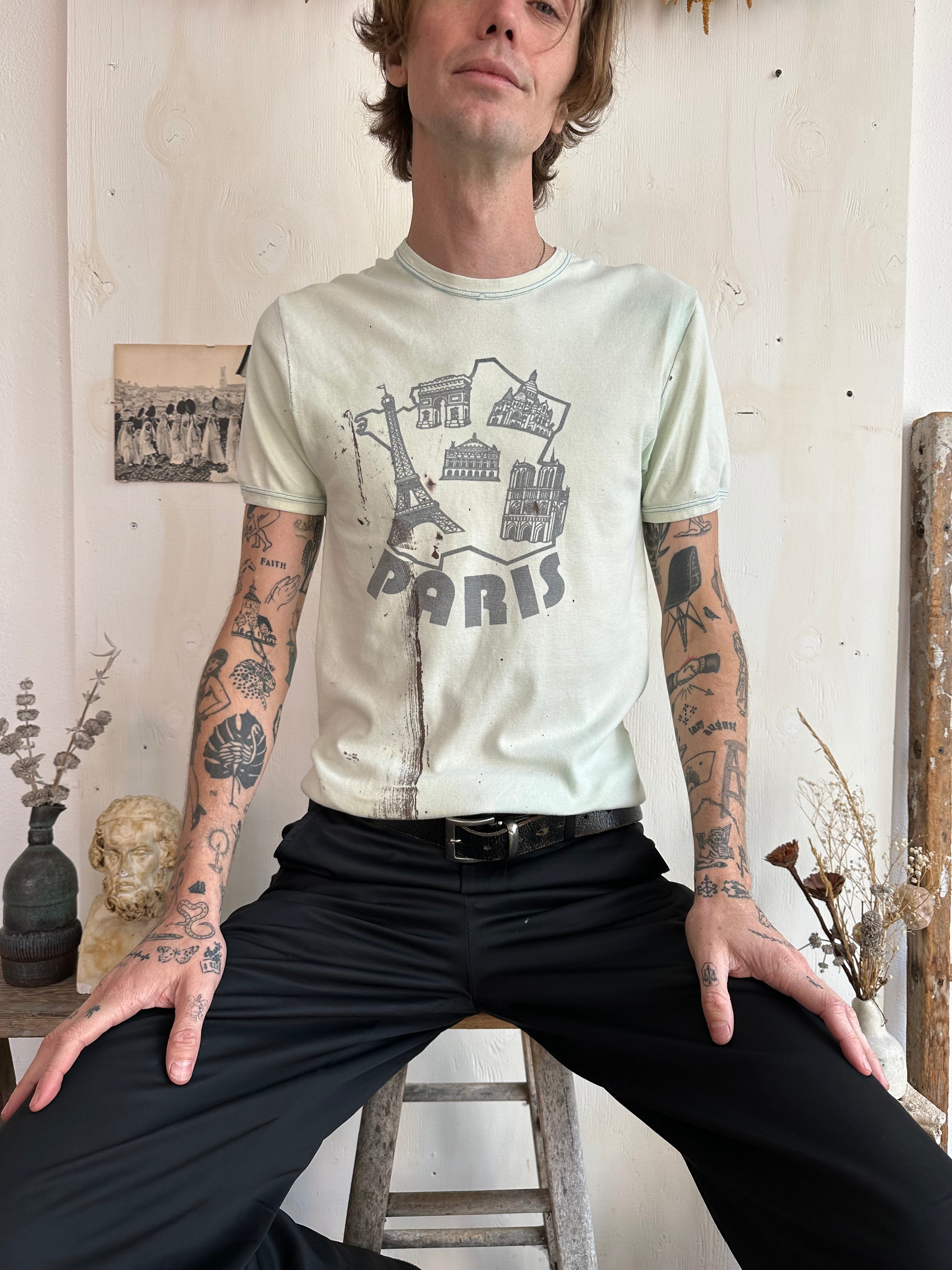 1970s Thrashed Ribbed Paris Tee (M)
