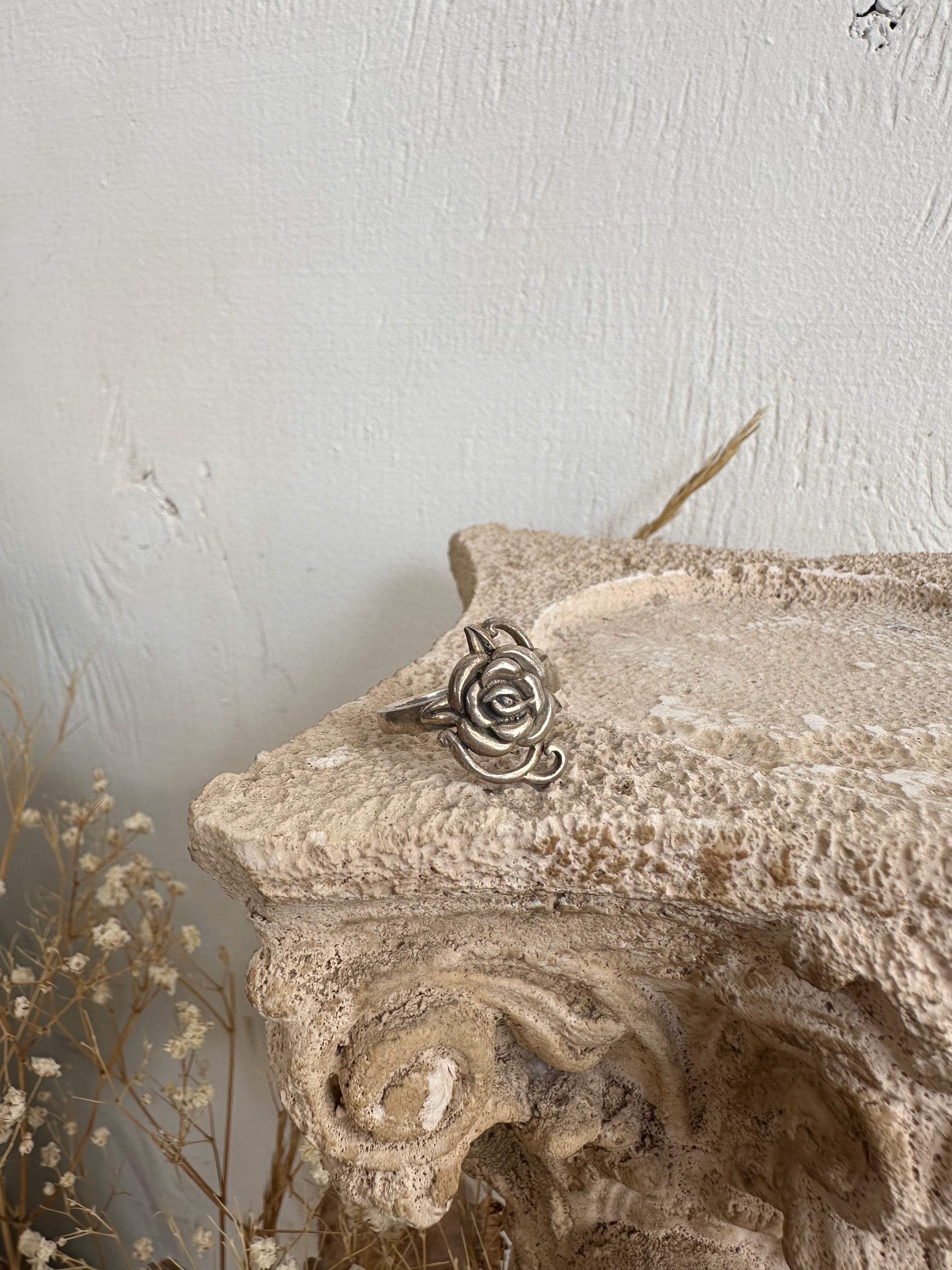 Vintage Sterling Rose Ring (7.5)