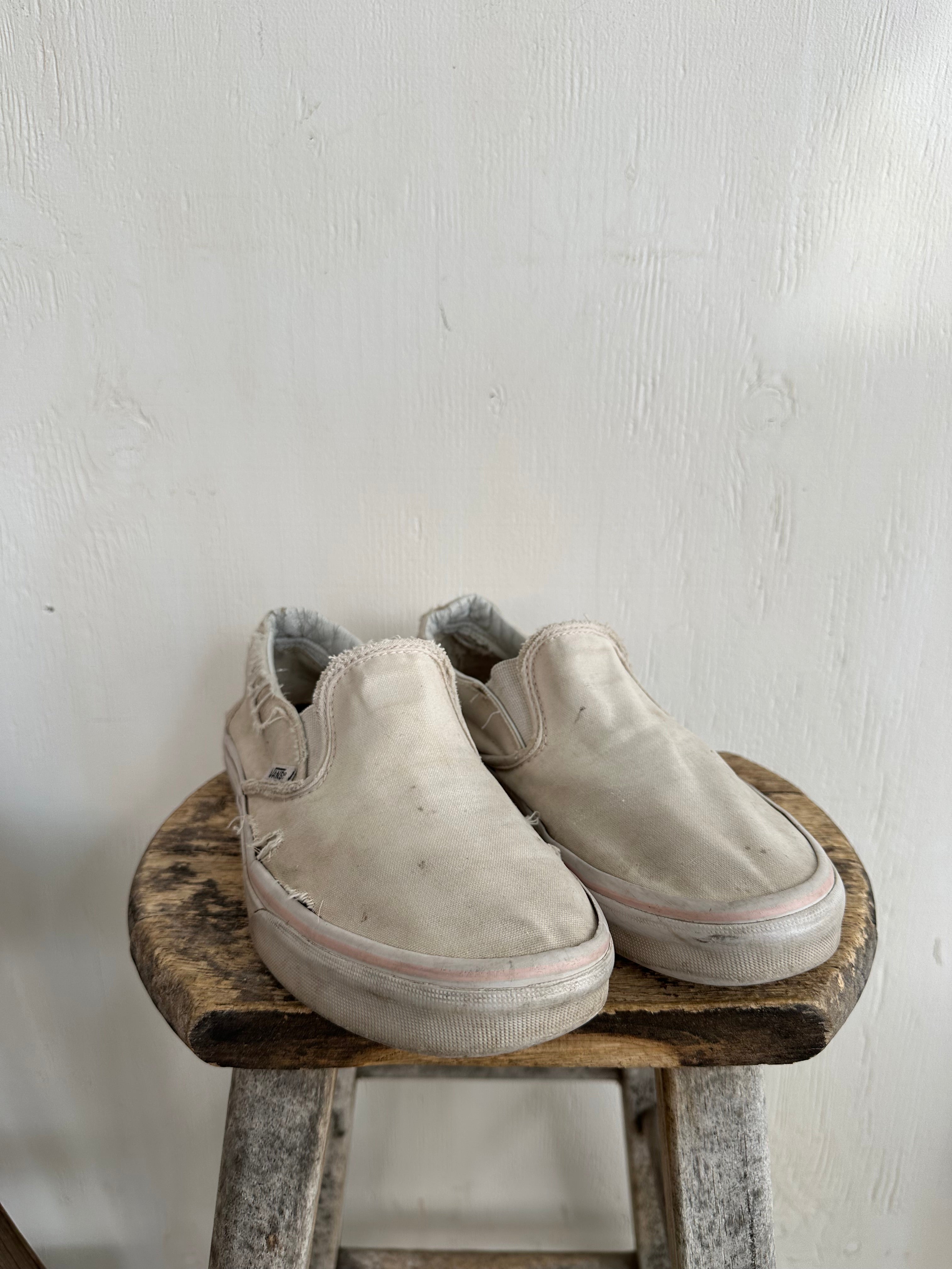 Perfectly Thrashed White Vans (M8/W9.5)