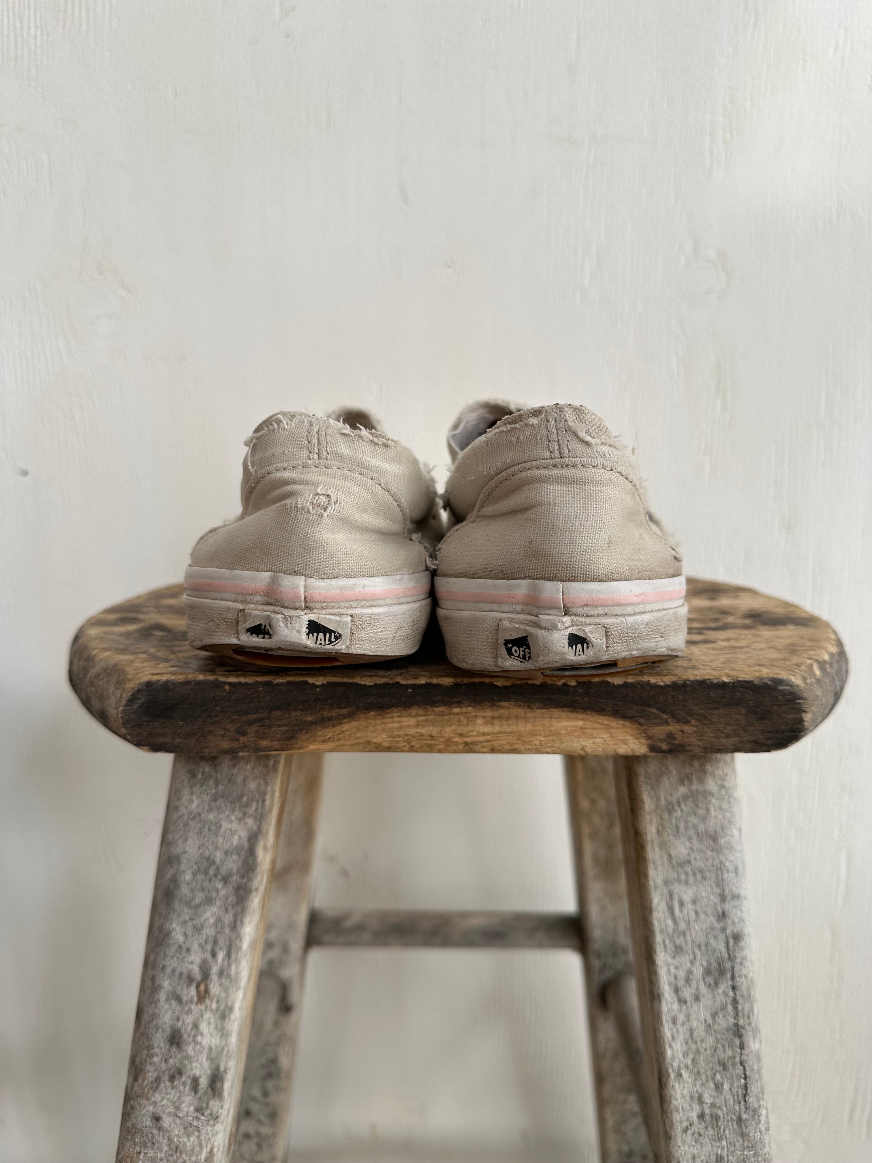 Perfectly Thrashed White Vans (M8/W9.5)