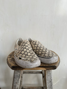 Thrashed Hand Drawn Checkered Vans W/ Star Studs