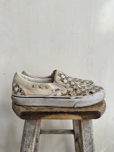 Thrashed Hand Drawn Checkered Vans W/ Star Studs