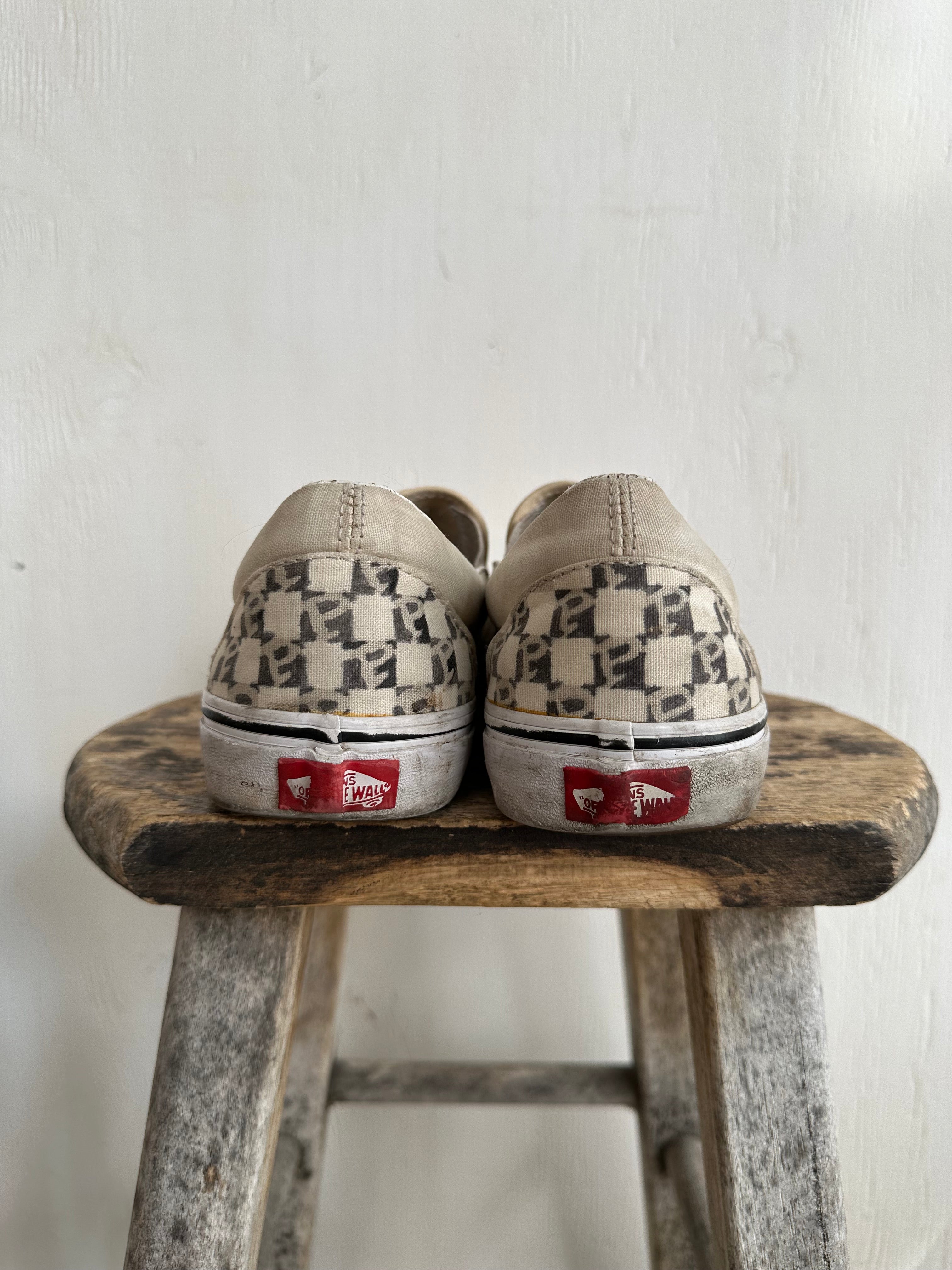 Thrashed Hand Drawn Checkered Vans W/ Star Studs