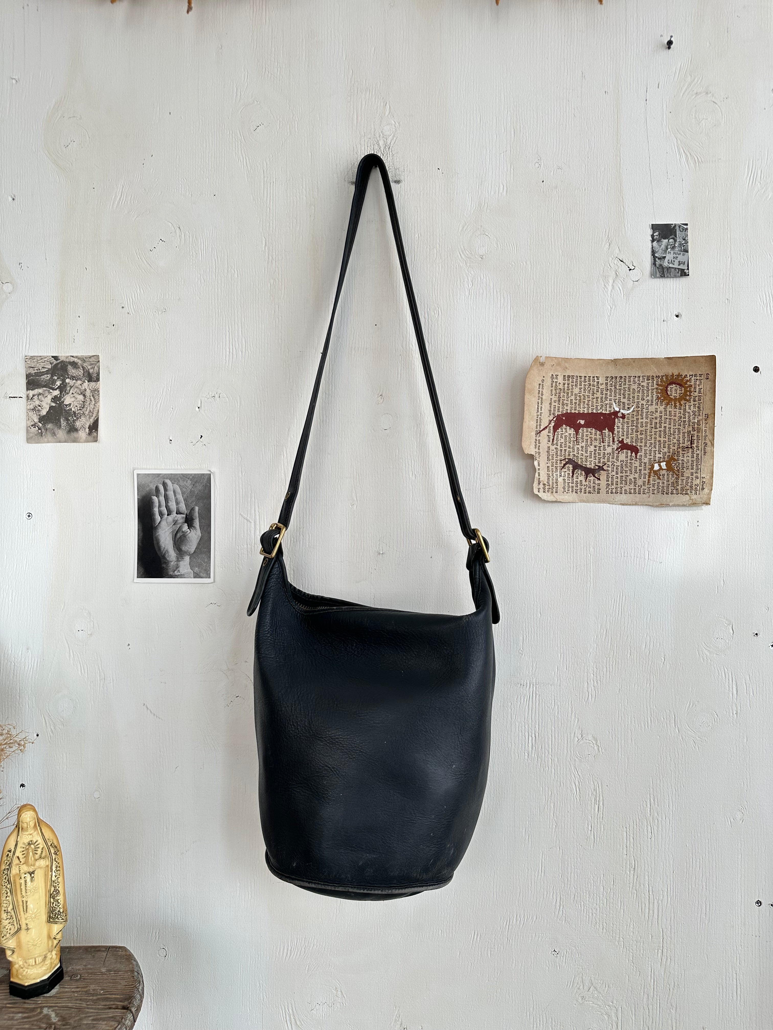 1990s Coach Black Leather Bucket Bag