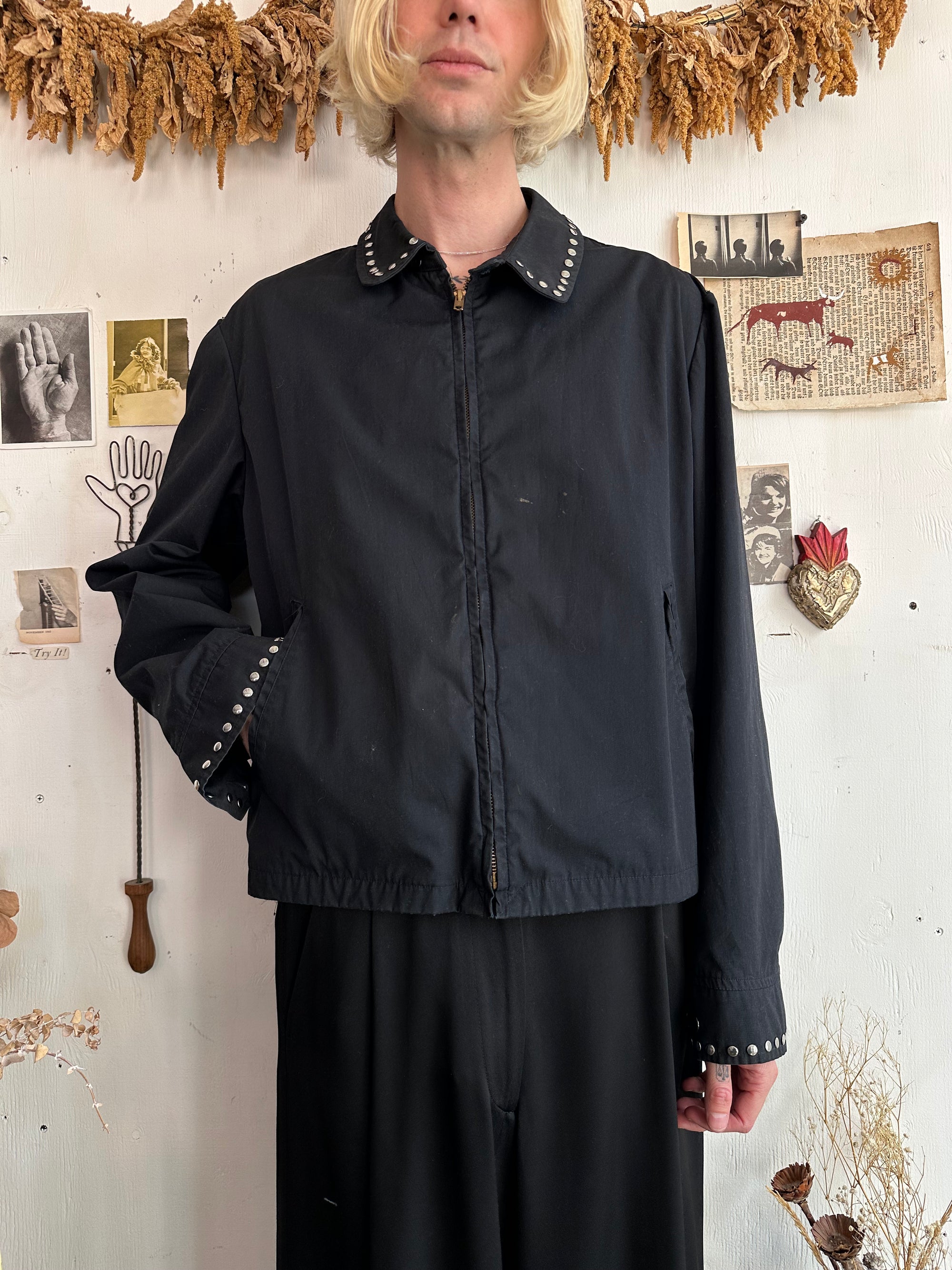 1970s Hand Studded Black Jacket