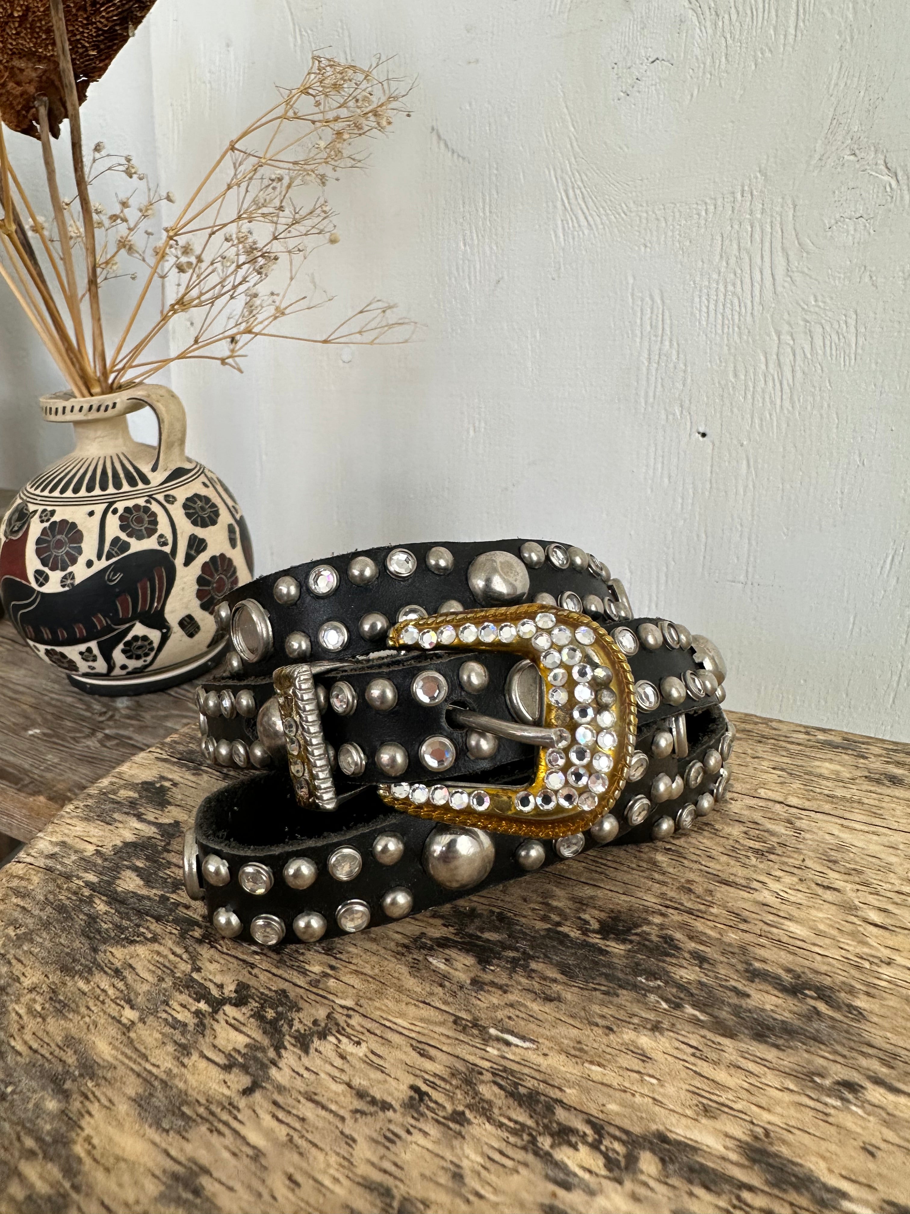 Vintage Skinny Studded Western Belt (34" - 36")