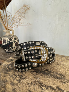 Vintage Skinny Studded Western Belt (34" - 36")