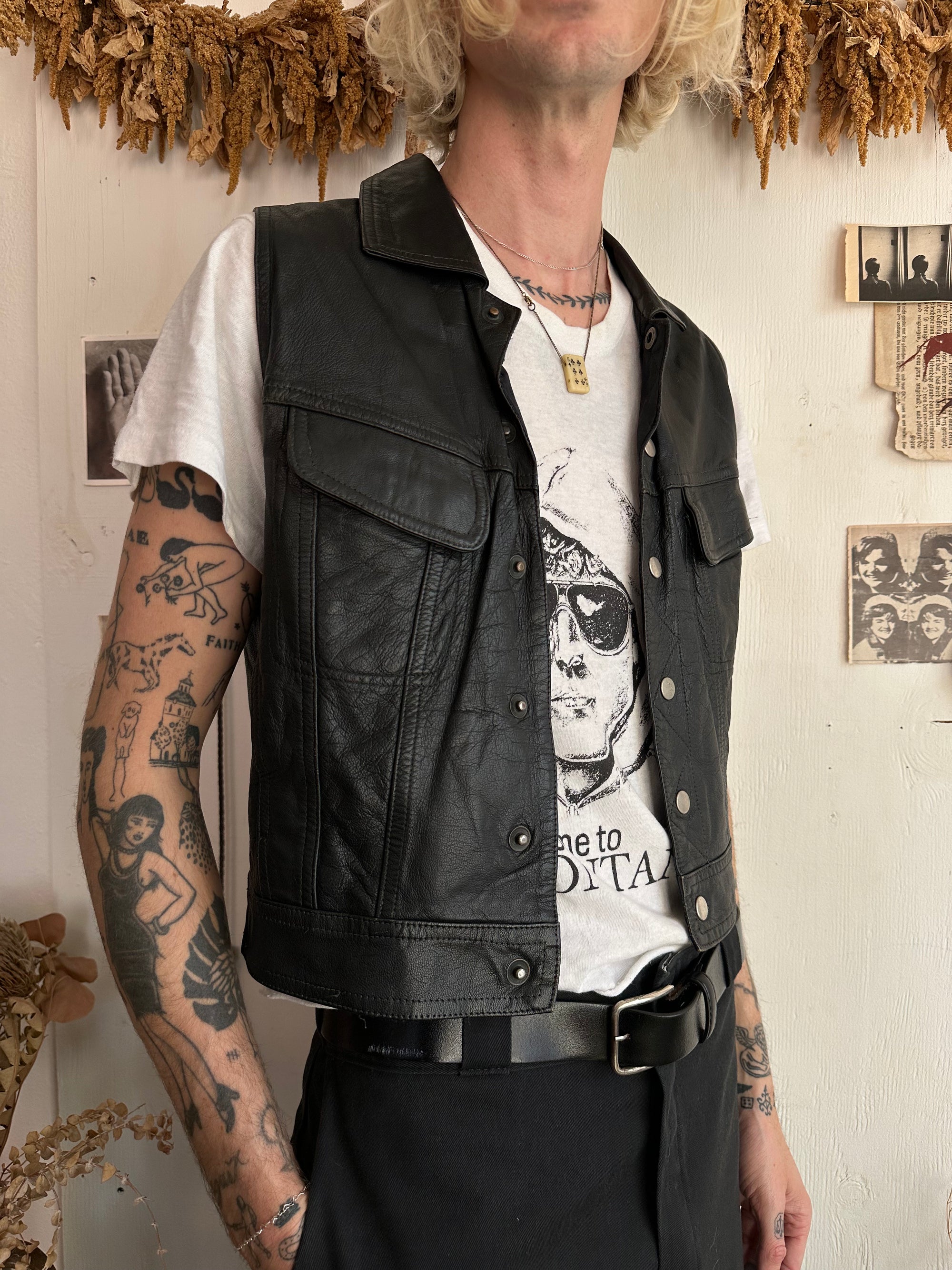 1980s Leather Vest