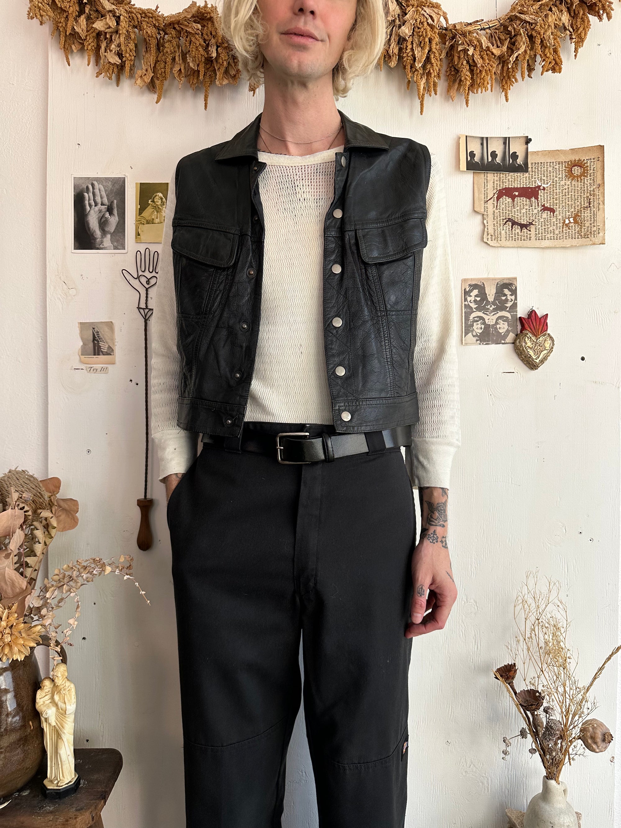 1980s Leather Vest