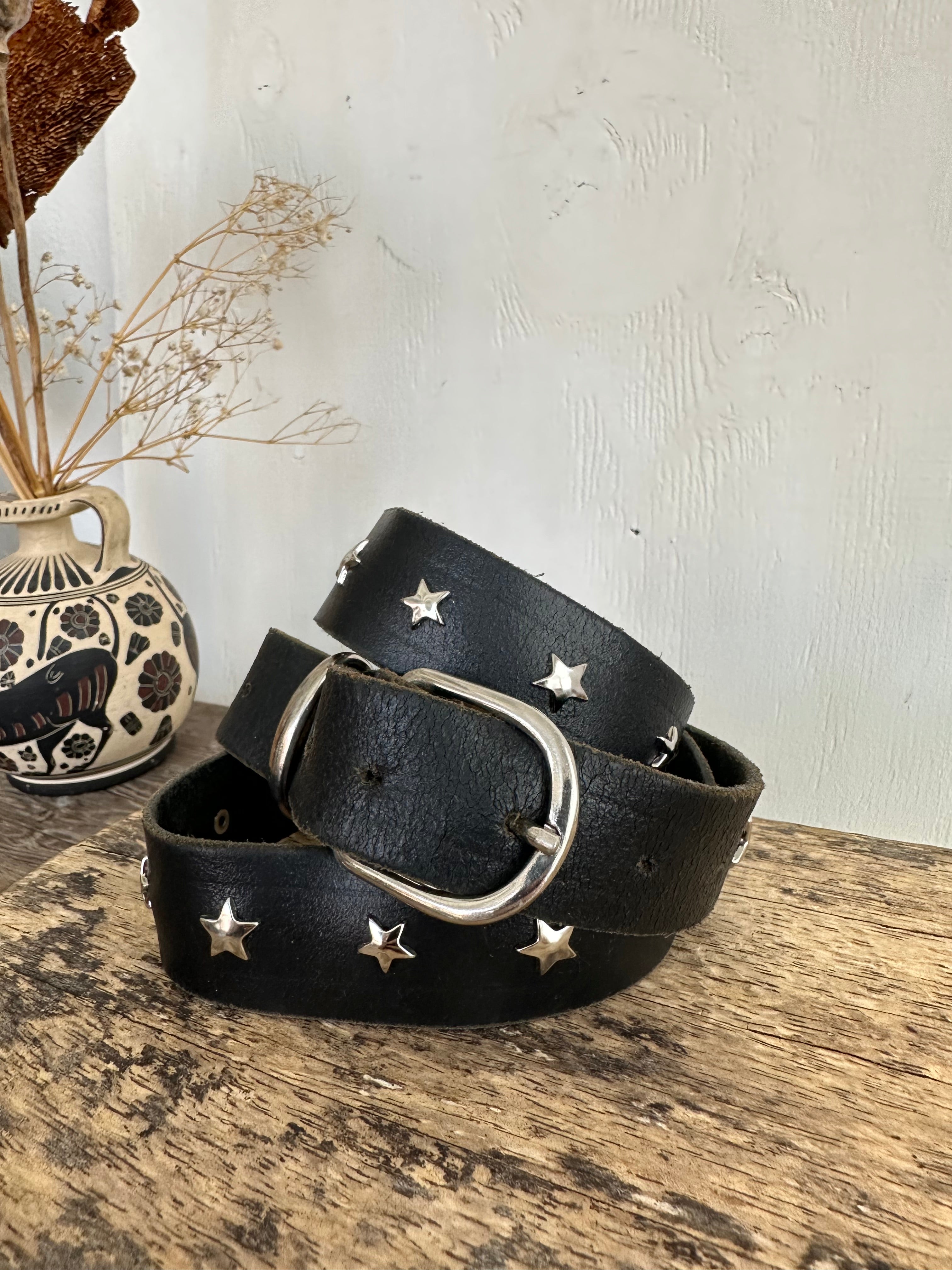 Vintage Hand Studded Star Belt (34" - 38")