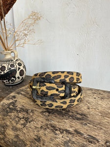 Vintage Leather Cheetah Print Leather Belt (28" - 30")