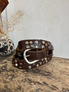Sloppy Rivet Leather Belt W/ Stars (36" - 38")