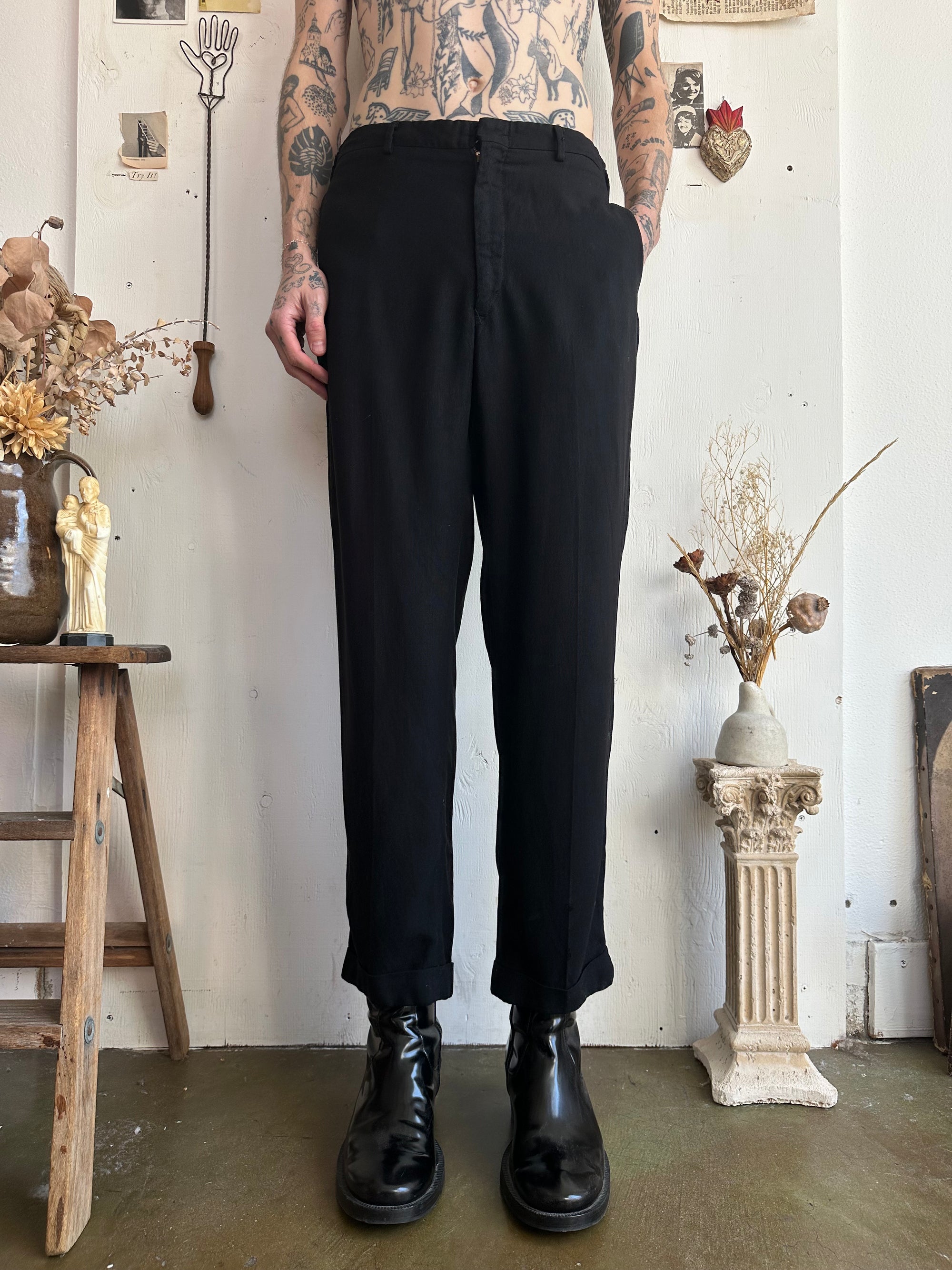 1960s Gauzy Black Trousers