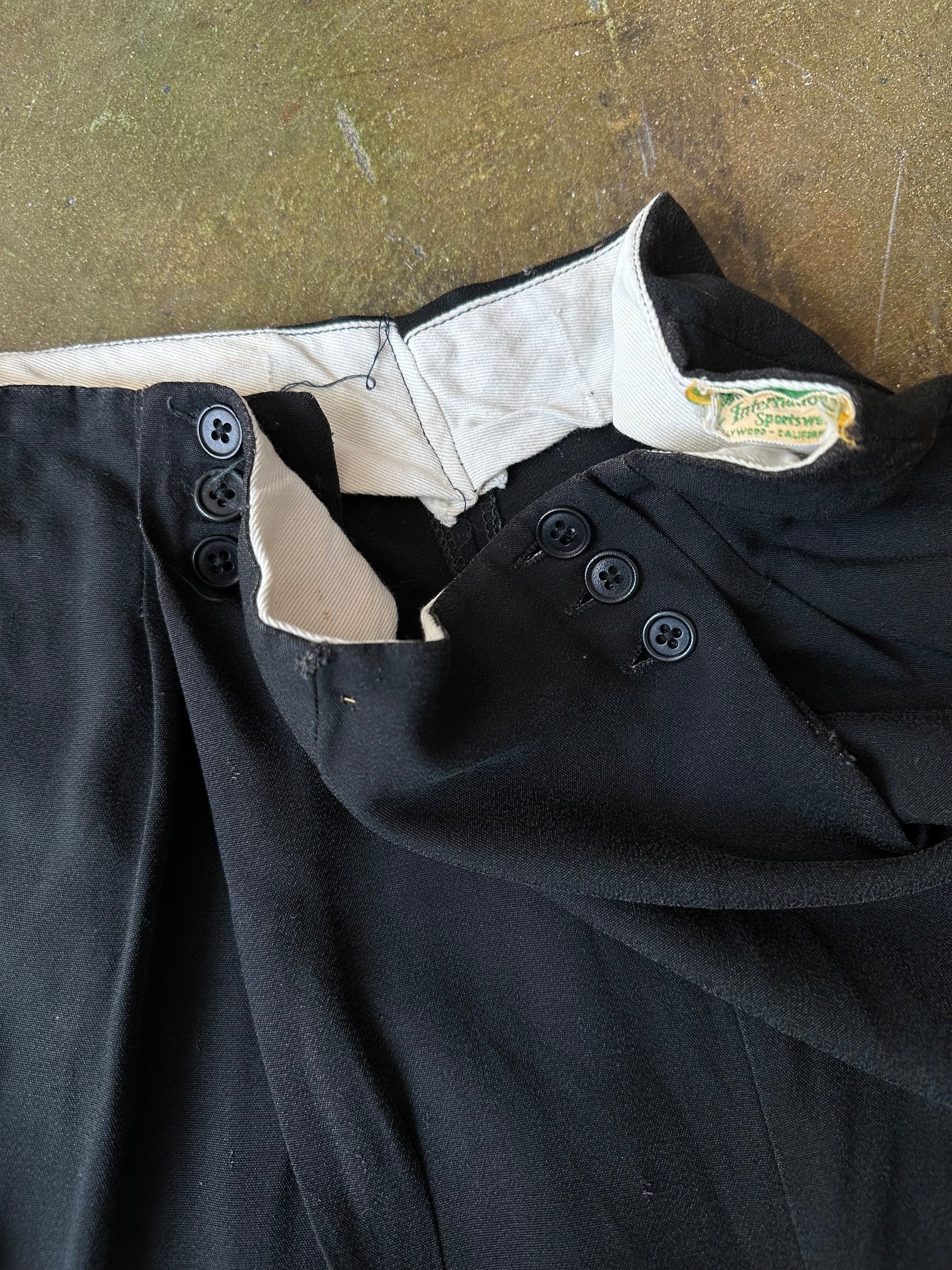 1930s Rayon Gab Button Front Trousers