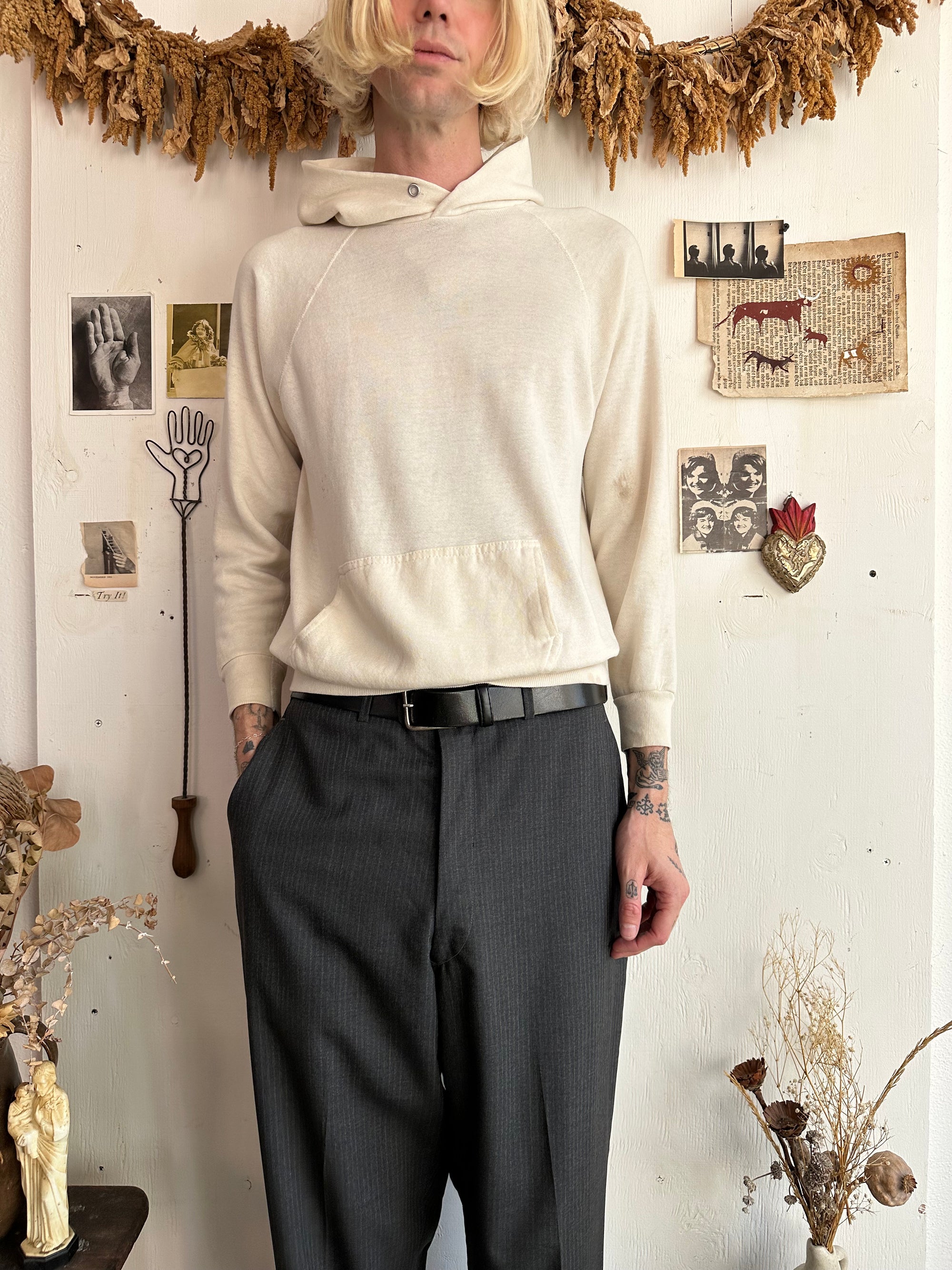 1970s Paper Thin Cream Hoodie