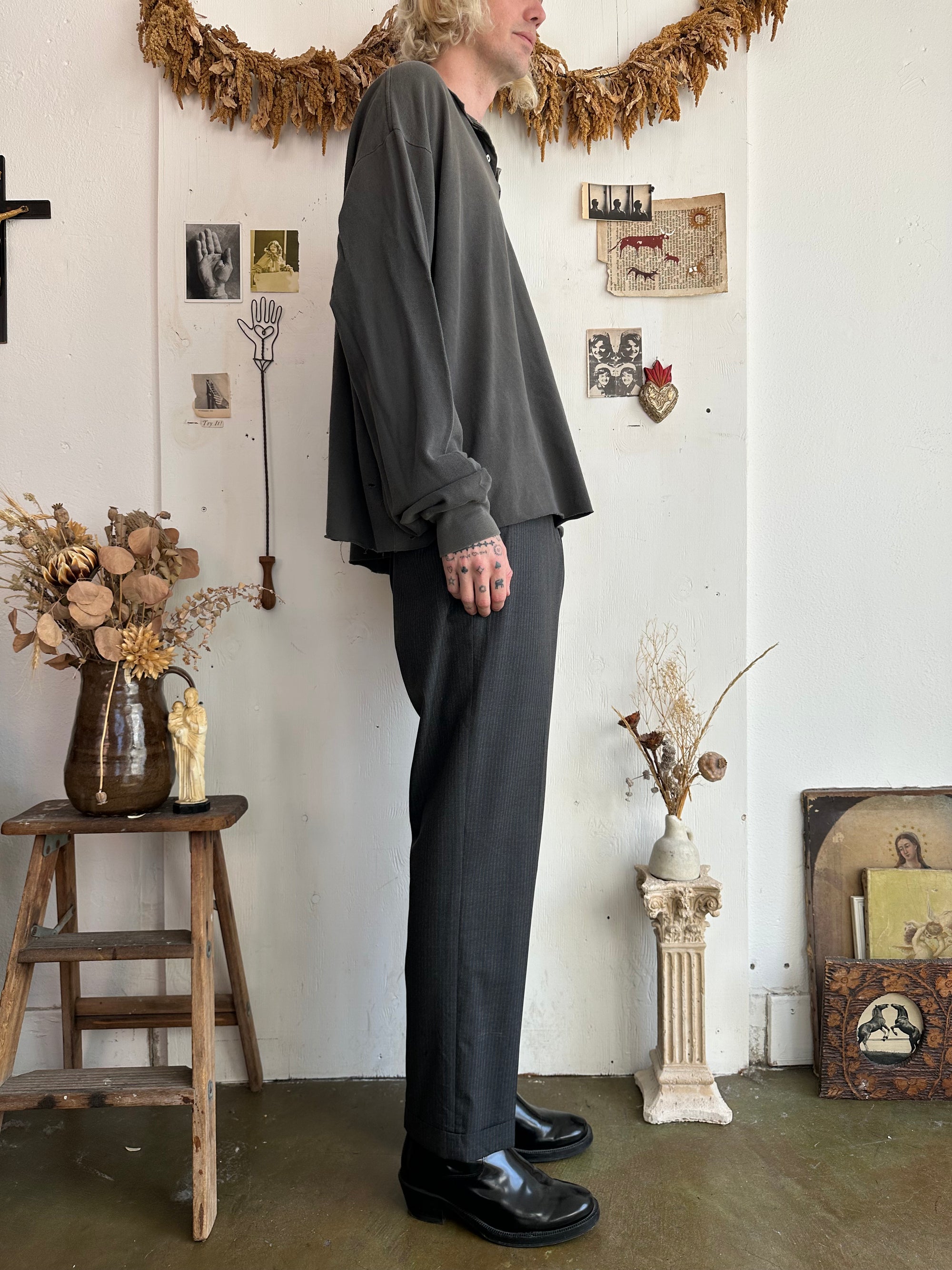 1990s Chopped Made in the US Long Sleeve Polo Shirt