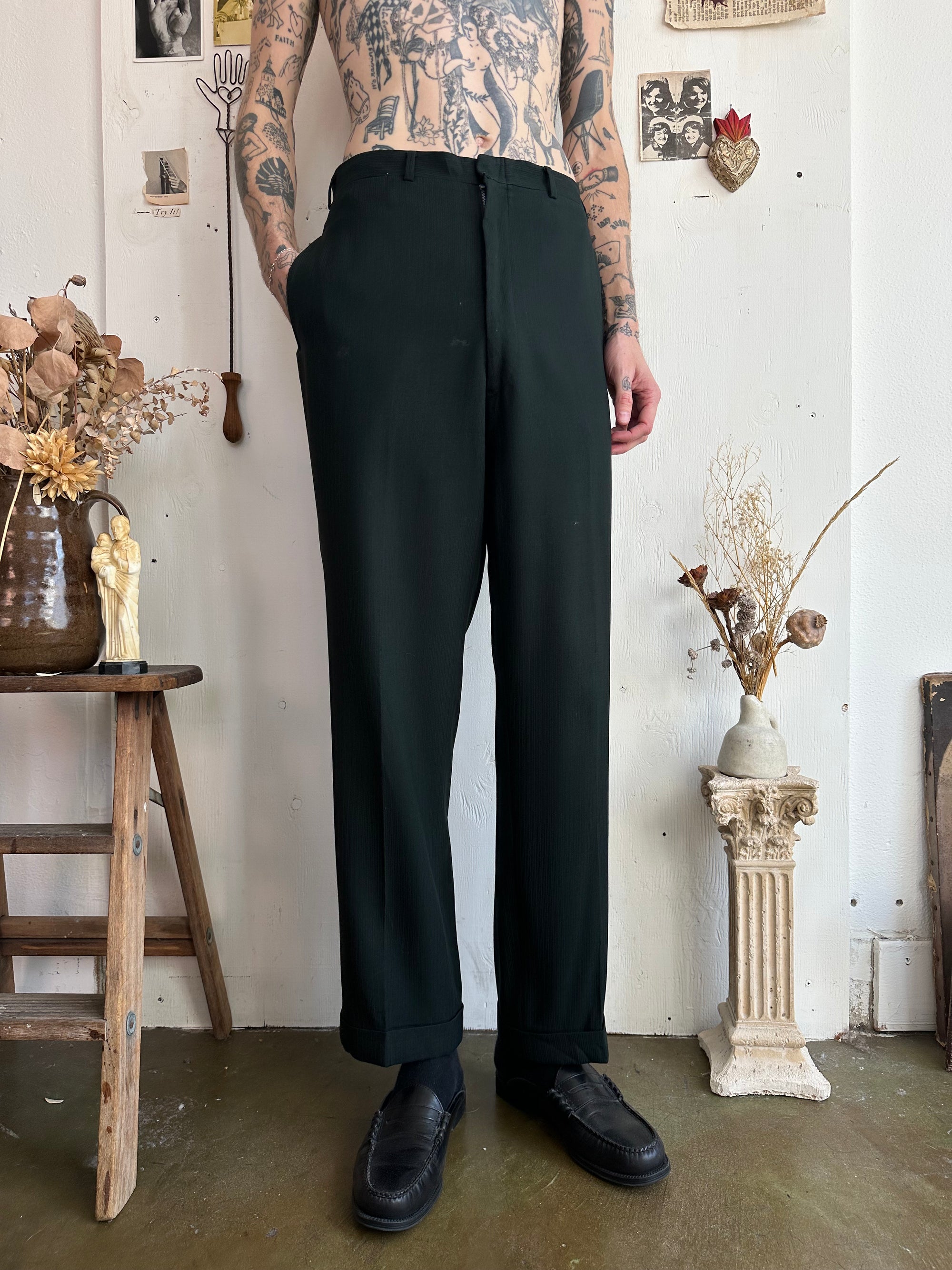 1970s Faded Black/Green Trousers
