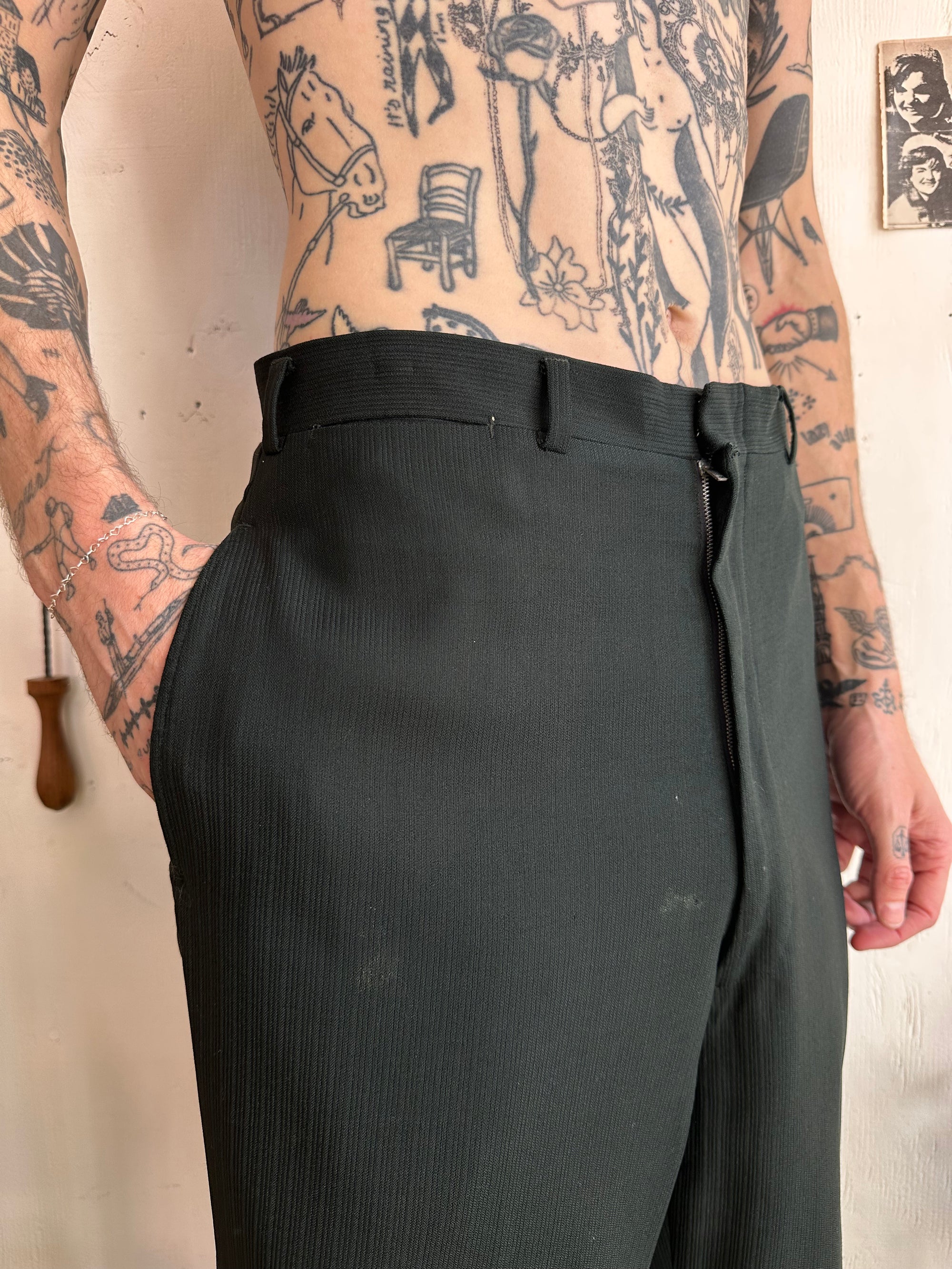 1970s Faded Black/Green Trousers