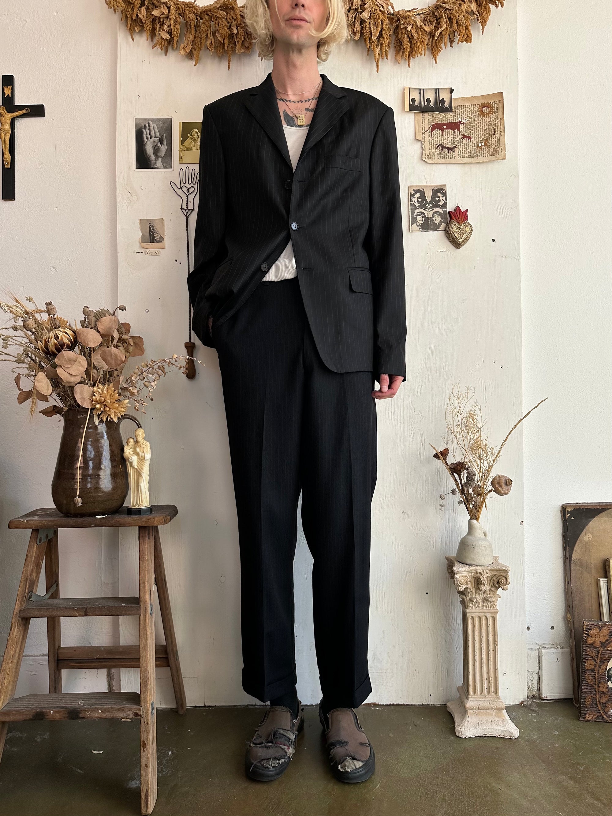 1960s Black Pinstripe Suit