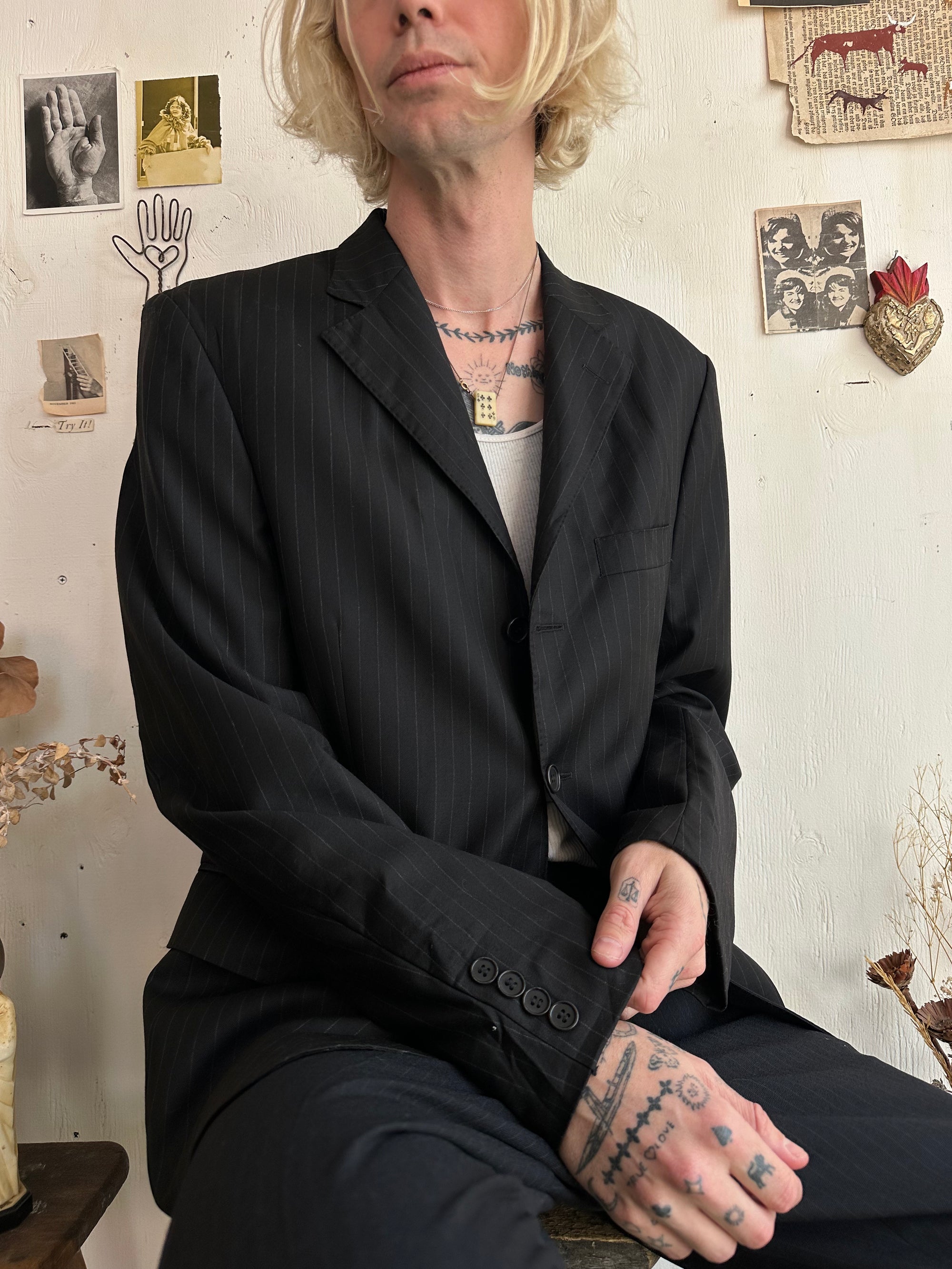 1960s Black Pinstripe Suit