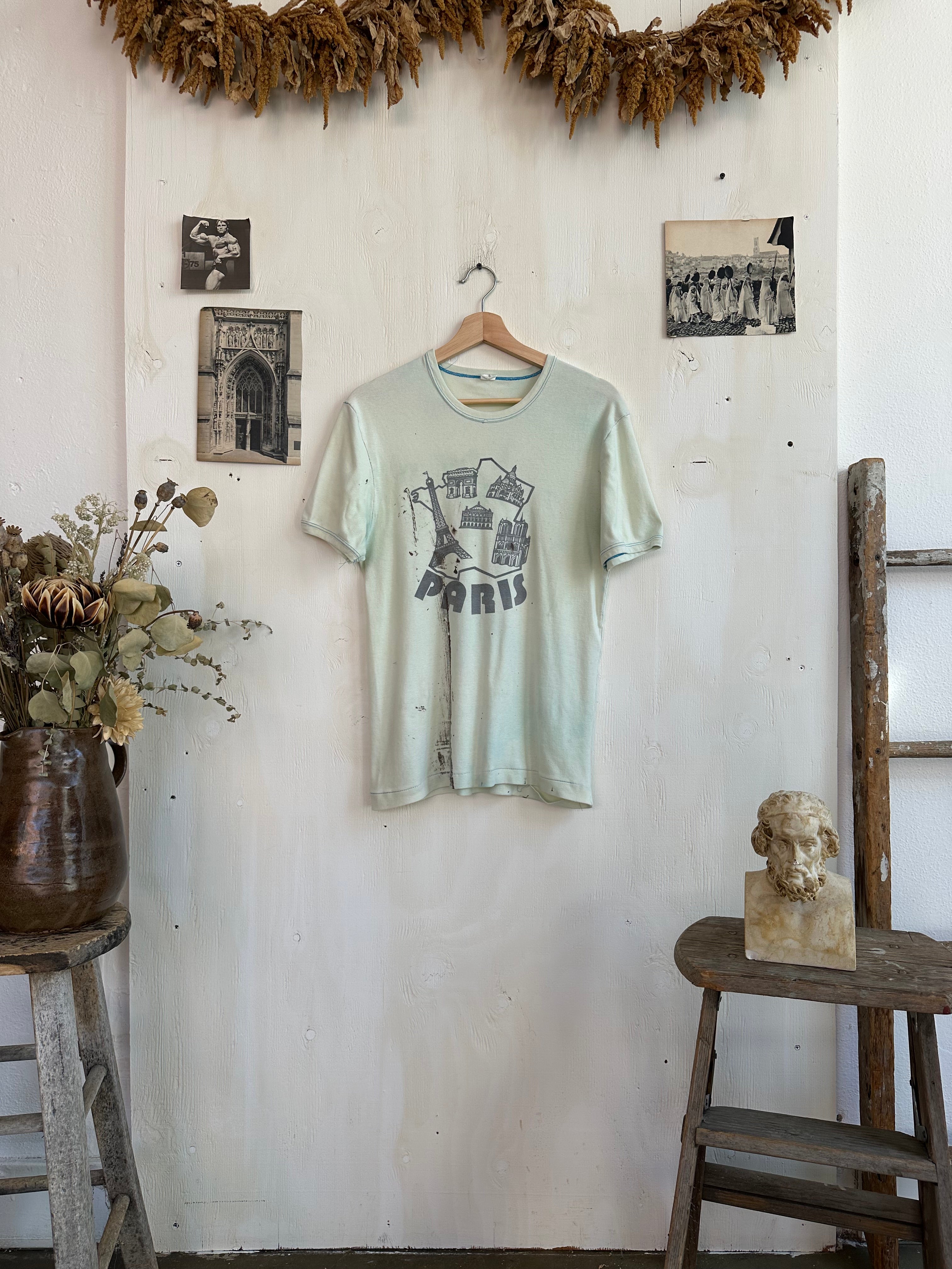 1970s Thrashed Ribbed Paris Tee (M)