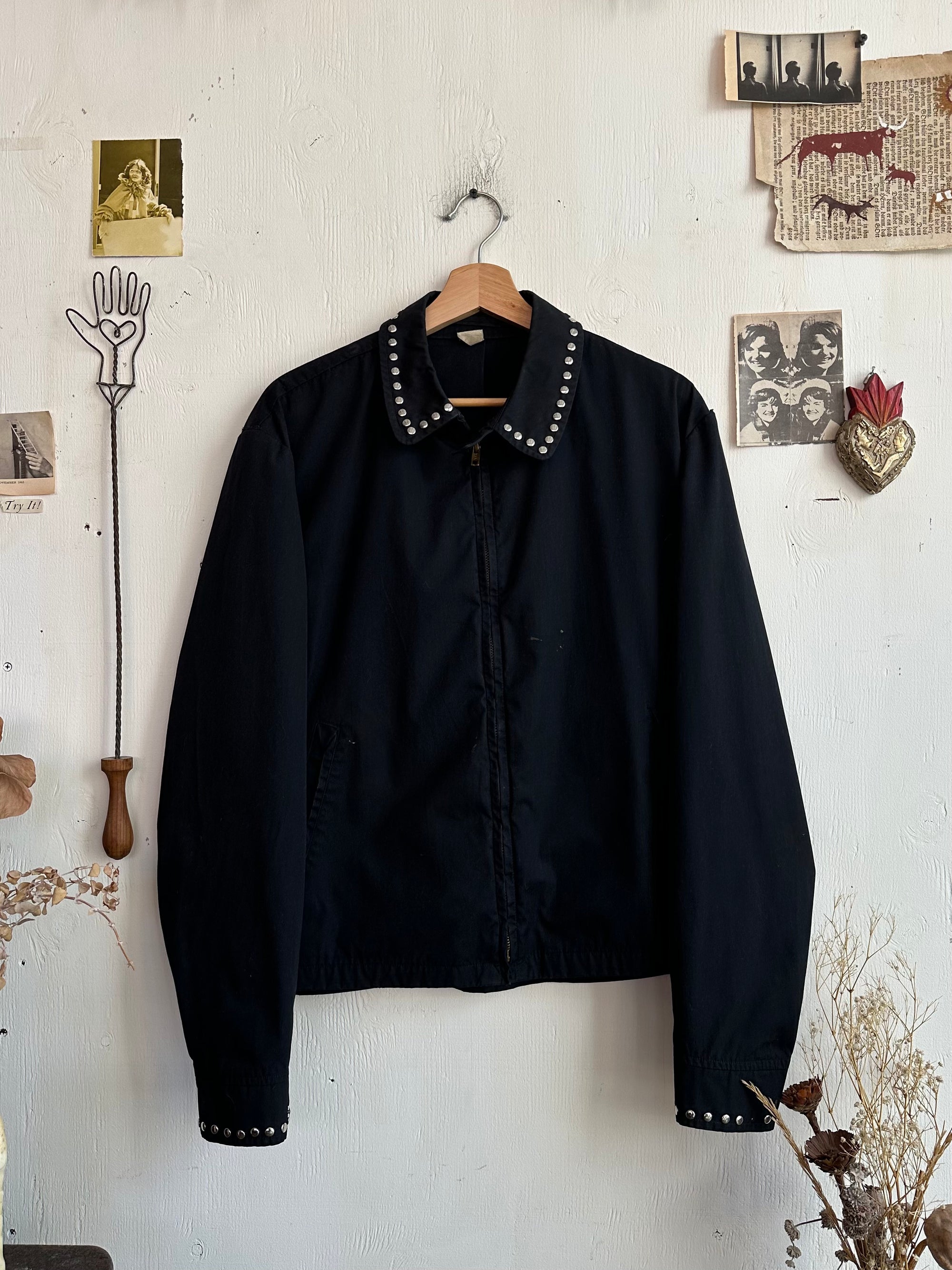 1970s Hand Studded Black Jacket