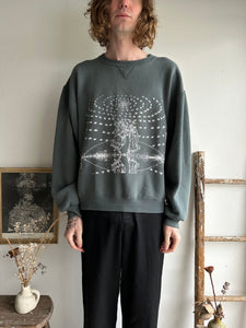 1990s Screen-Printed Sage Green Sweatshirt (XL)