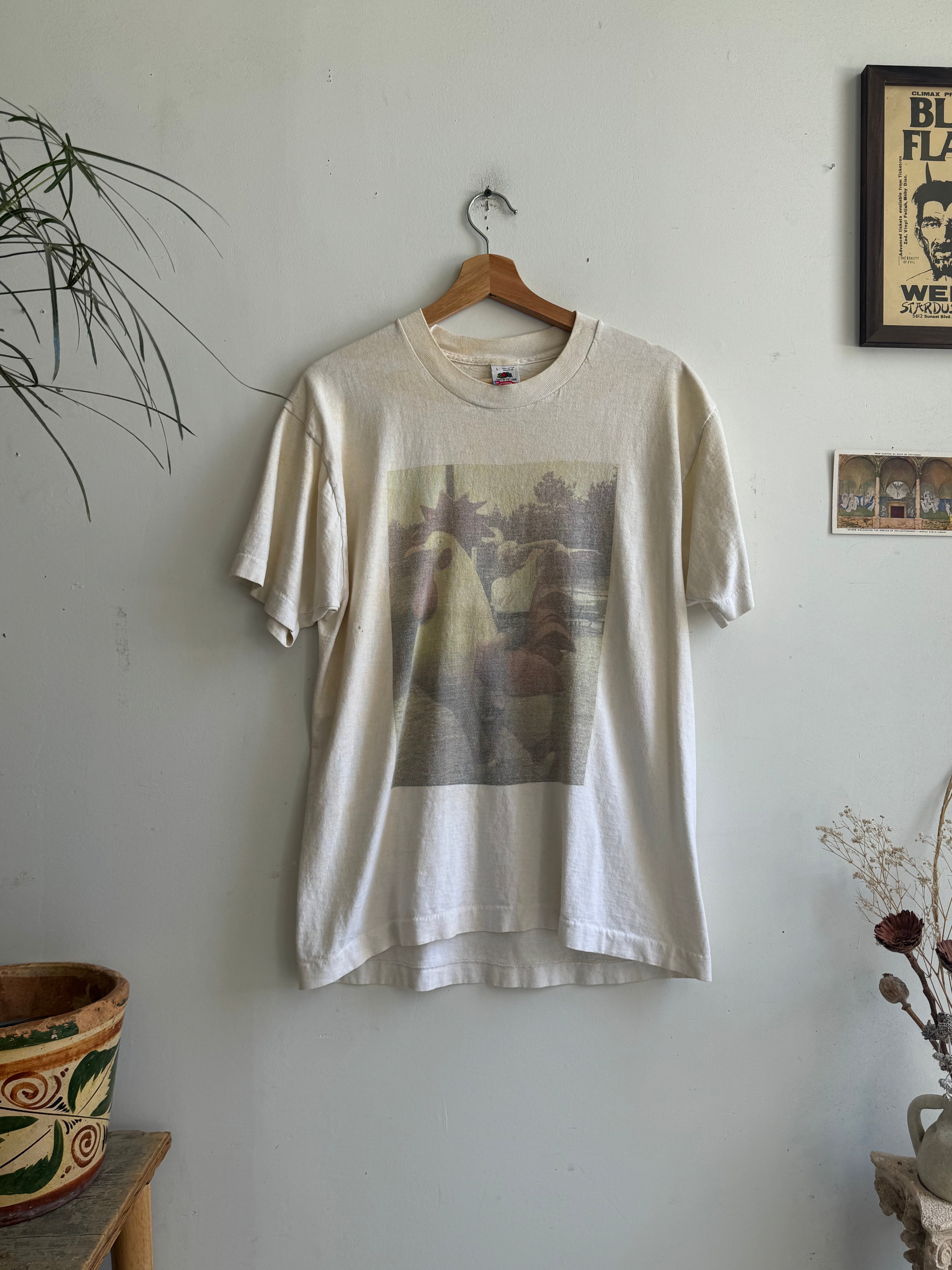1990s Faded Homemade Rooster T-Shirt (L/XL)