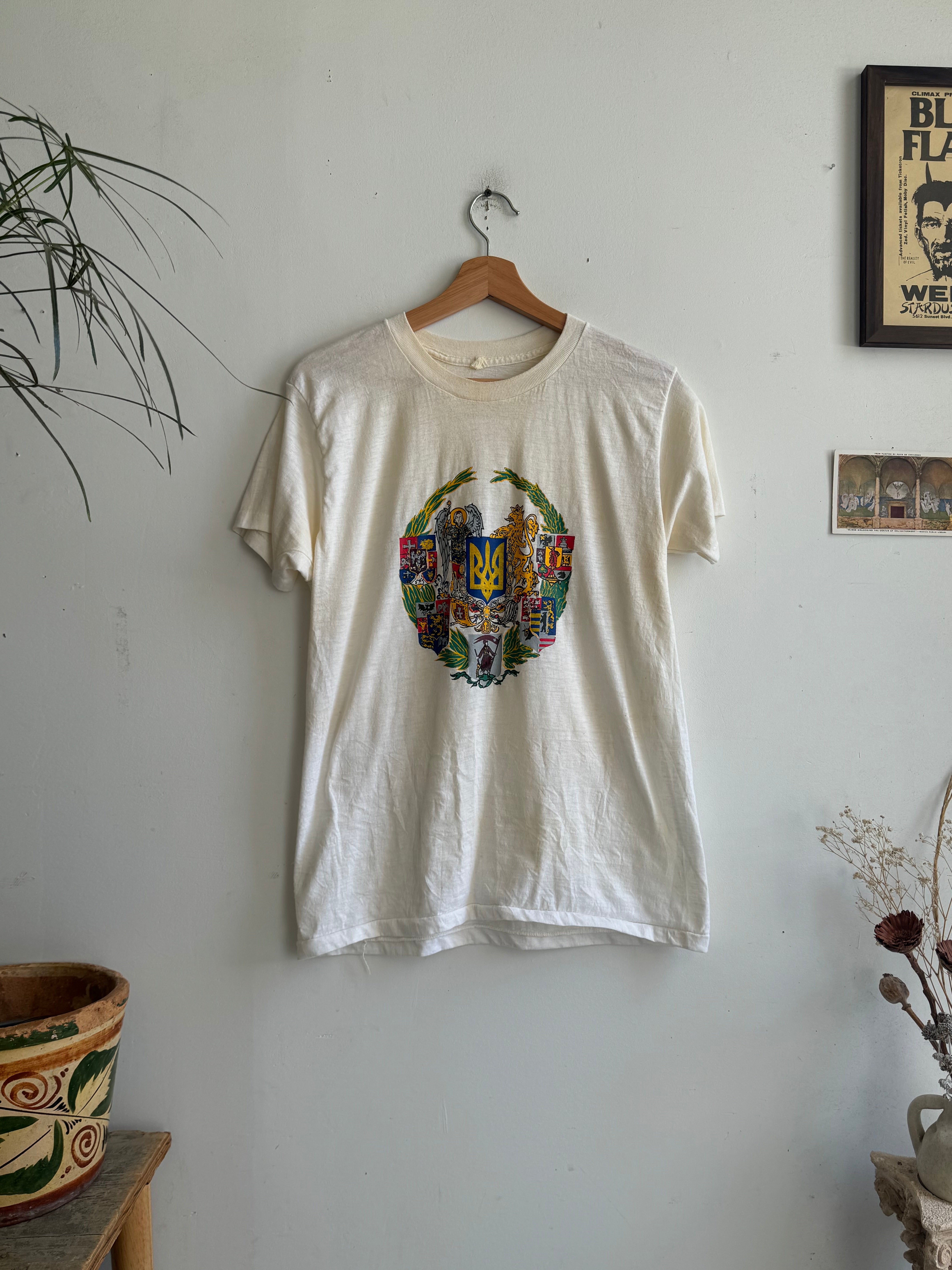 1980s Discolored Crest T-Shirt (M/L)