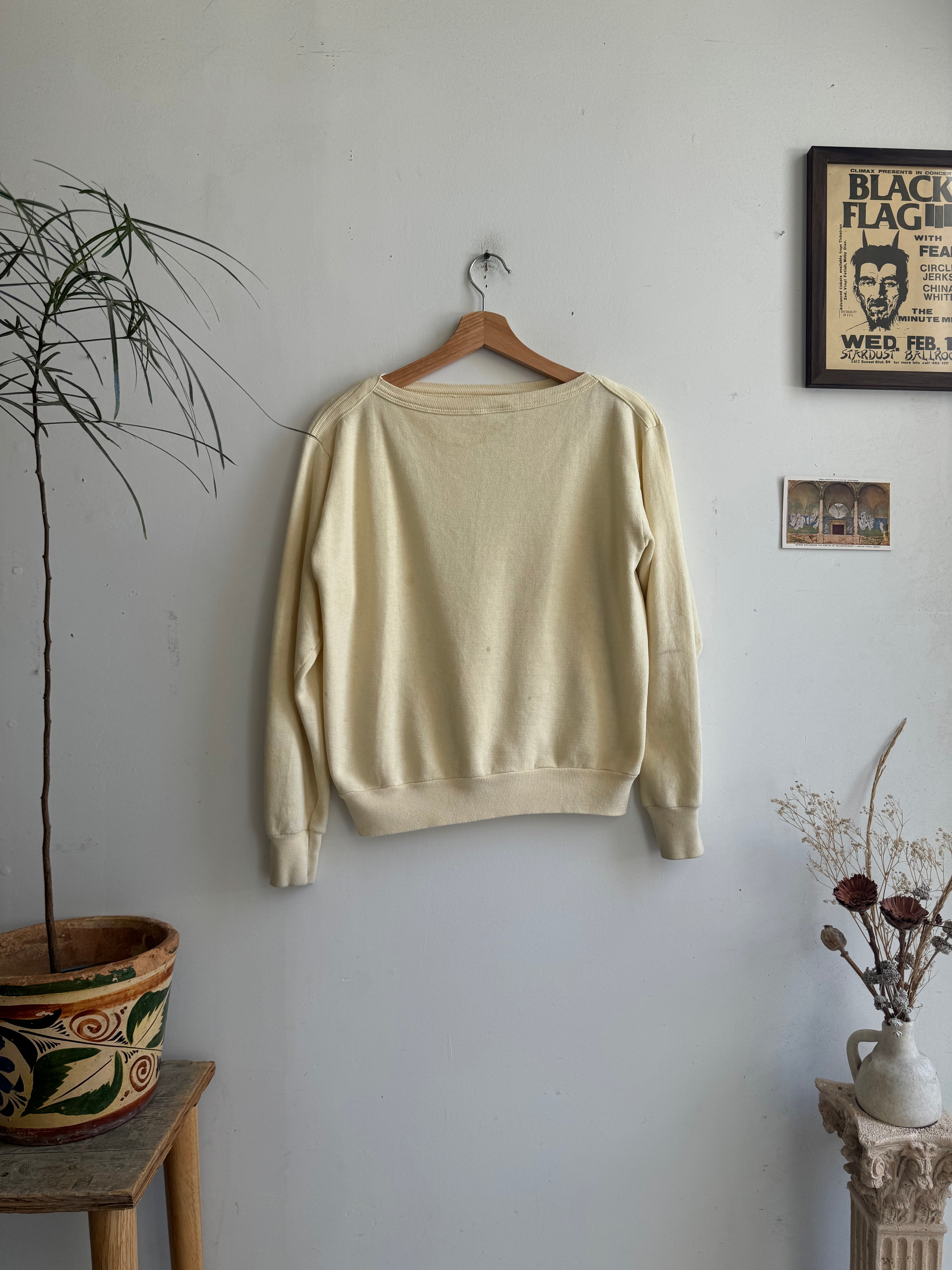 1970s Cream Boat Neck Sweatshirt (S/M)