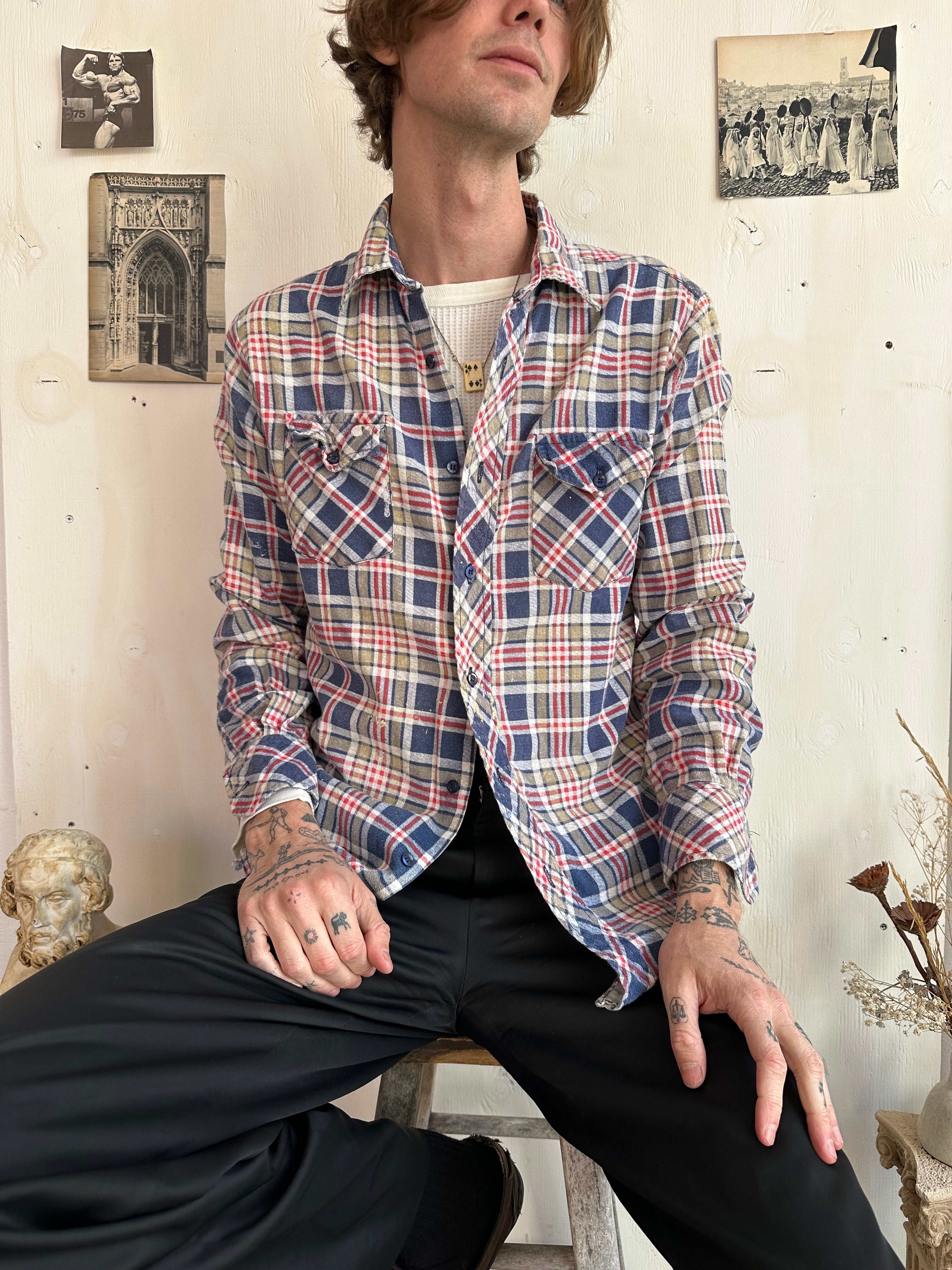 1970s Thrashed Cotton Flannel (M/L)