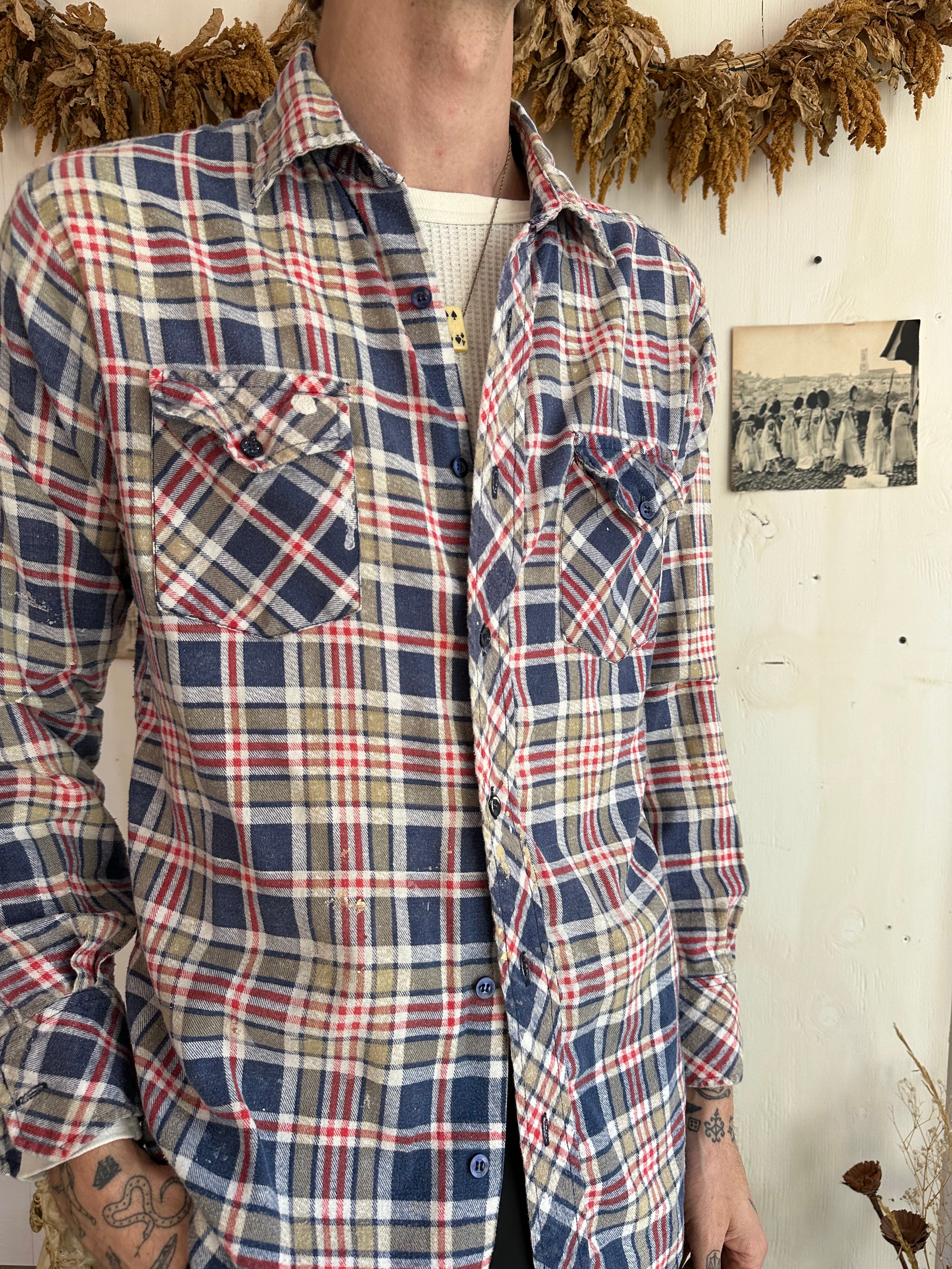 1970s Thrashed Cotton Flannel (M/L)