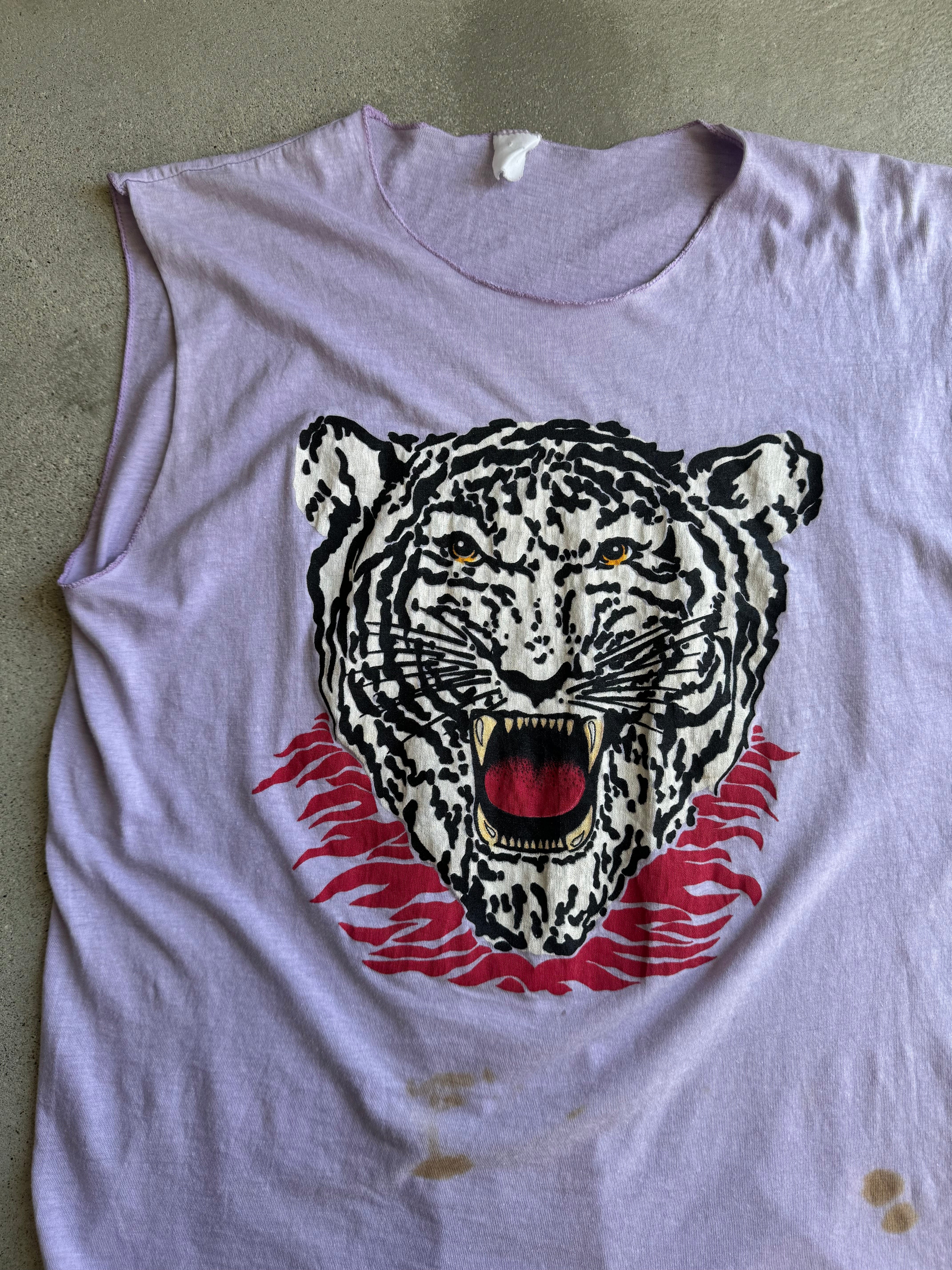 1980s Chopped White Tiger Muscle Tee (M/L)