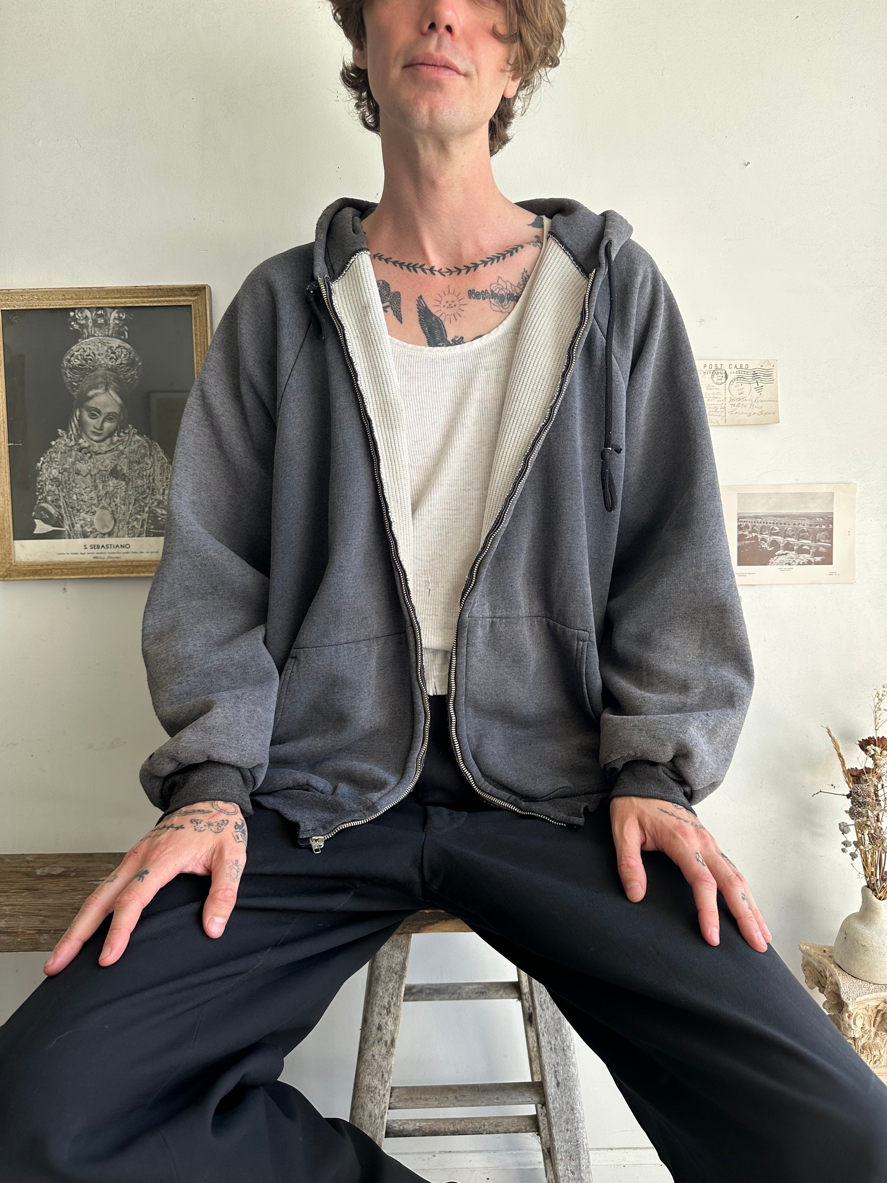 1990s Oversized Sunfaded Thermal Lined Hoodie (XXL)