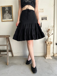 1990s Black Tiered Midi Skirt (M)