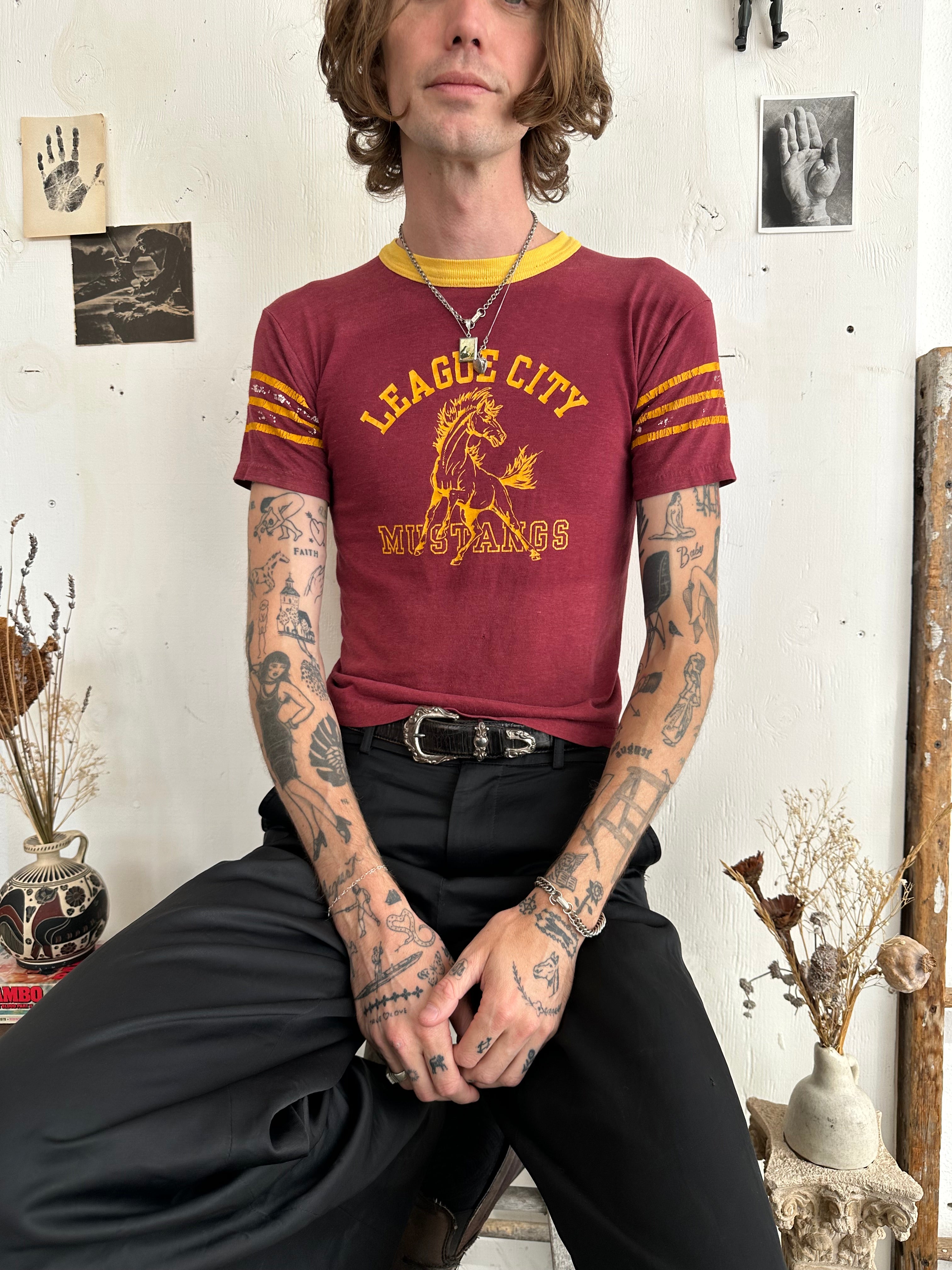 1970s Sunfaded Mustangs Athletic Tee (S/M)