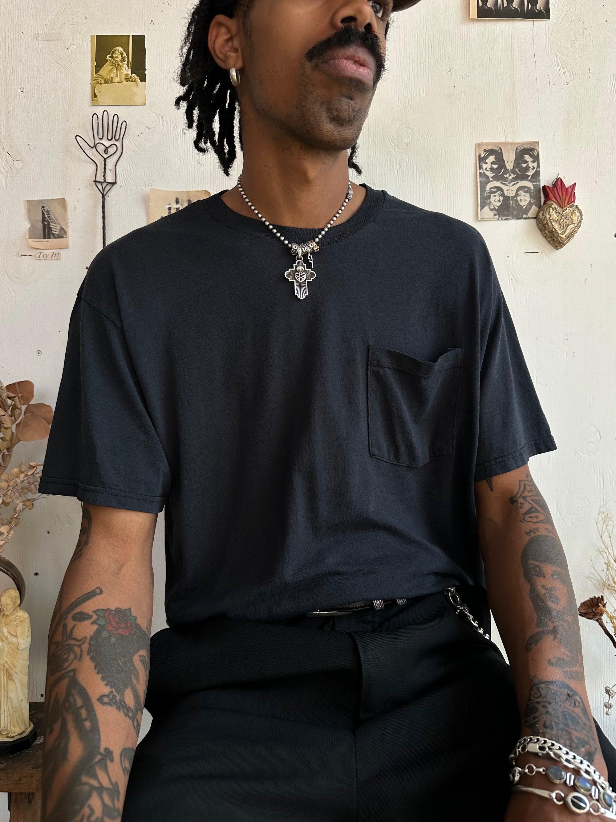 1990s Paper Thin Black Pocket Tee