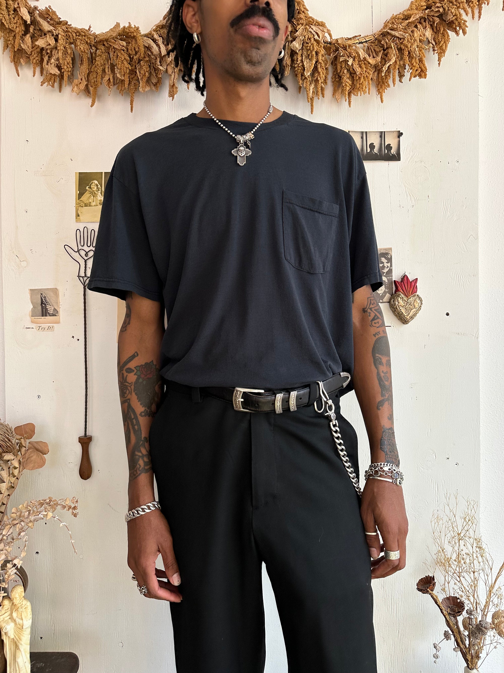 1990s Paper Thin Black Pocket Tee