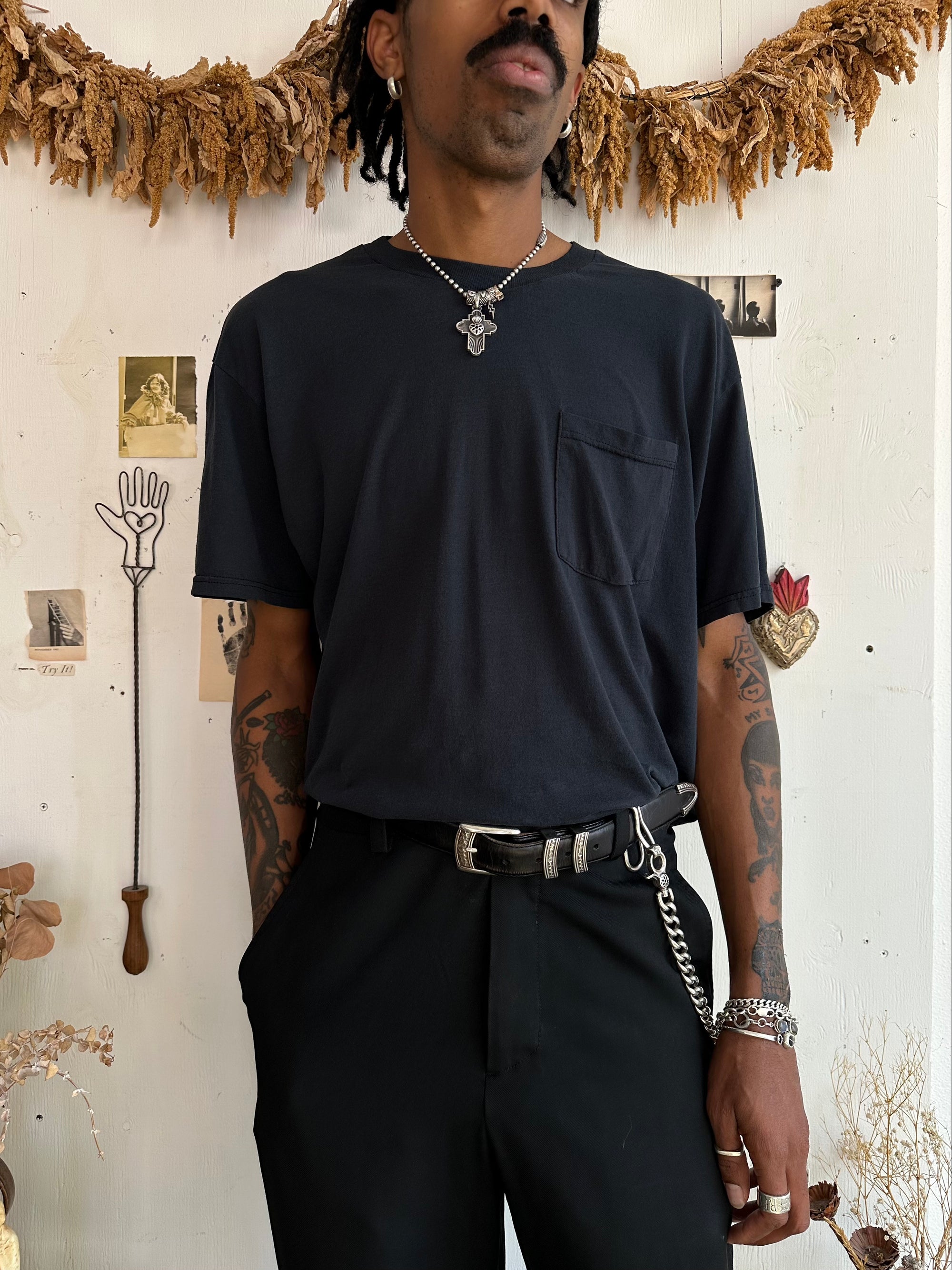 1990s Paper Thin Black Pocket Tee