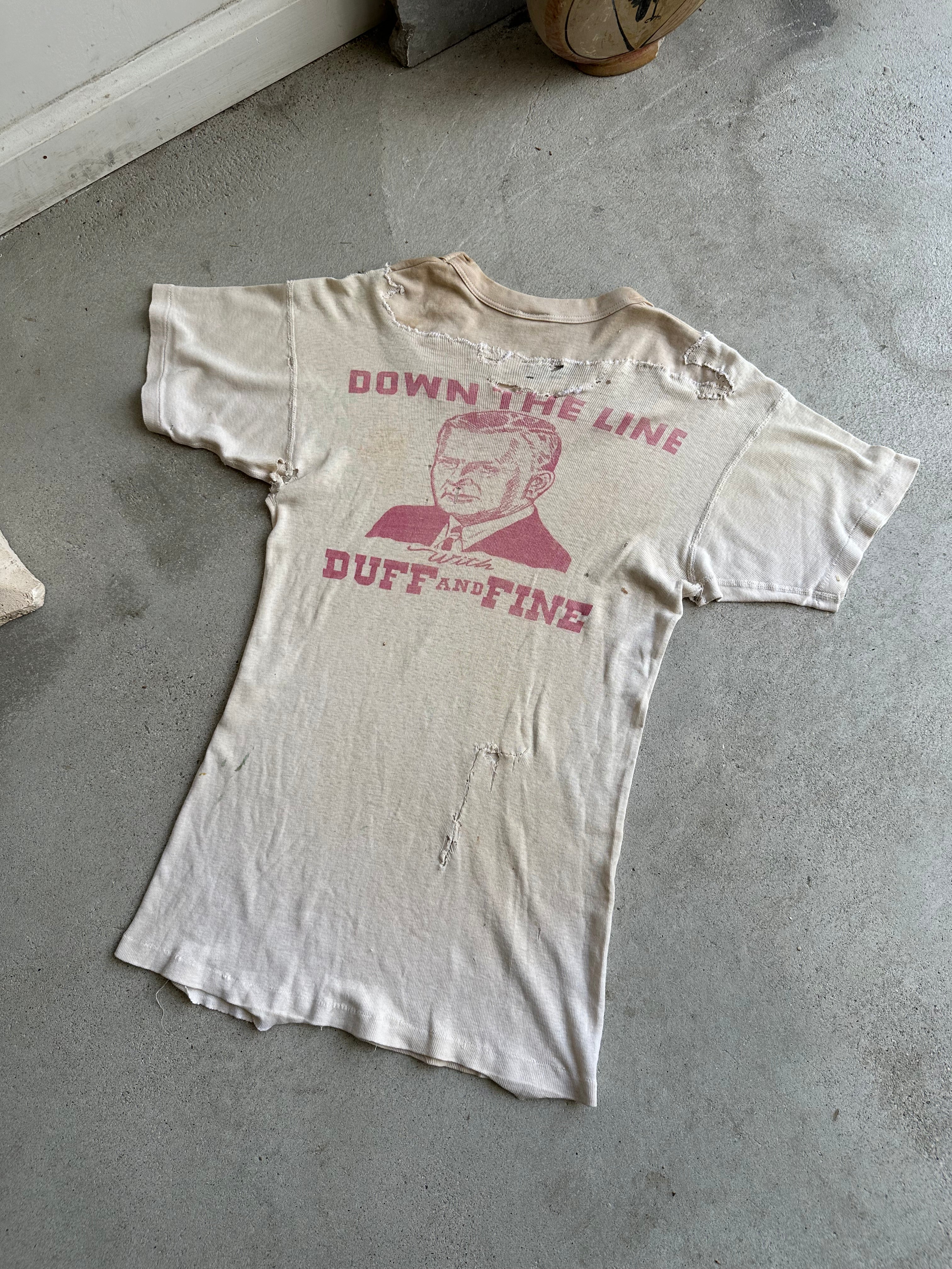 1940s Thrashed Down the Line Tee (Delicate!) (S/M)