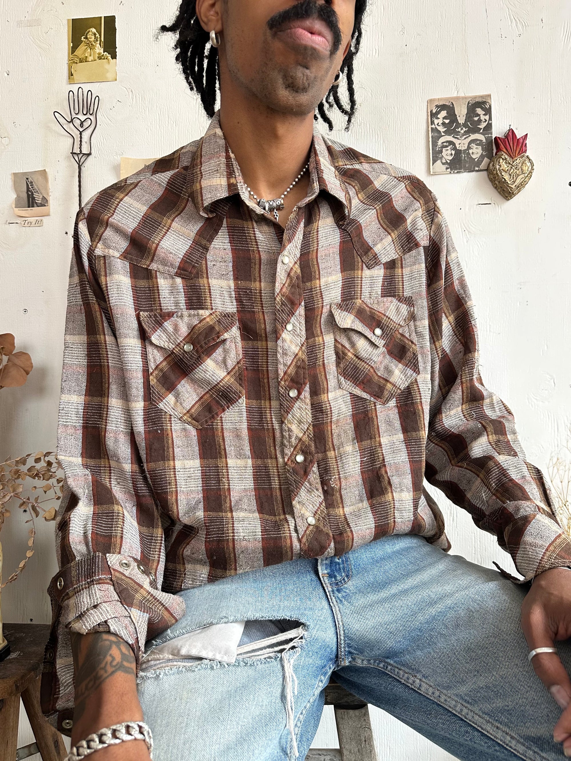 1970s Pearl Snap Button Western Shirt