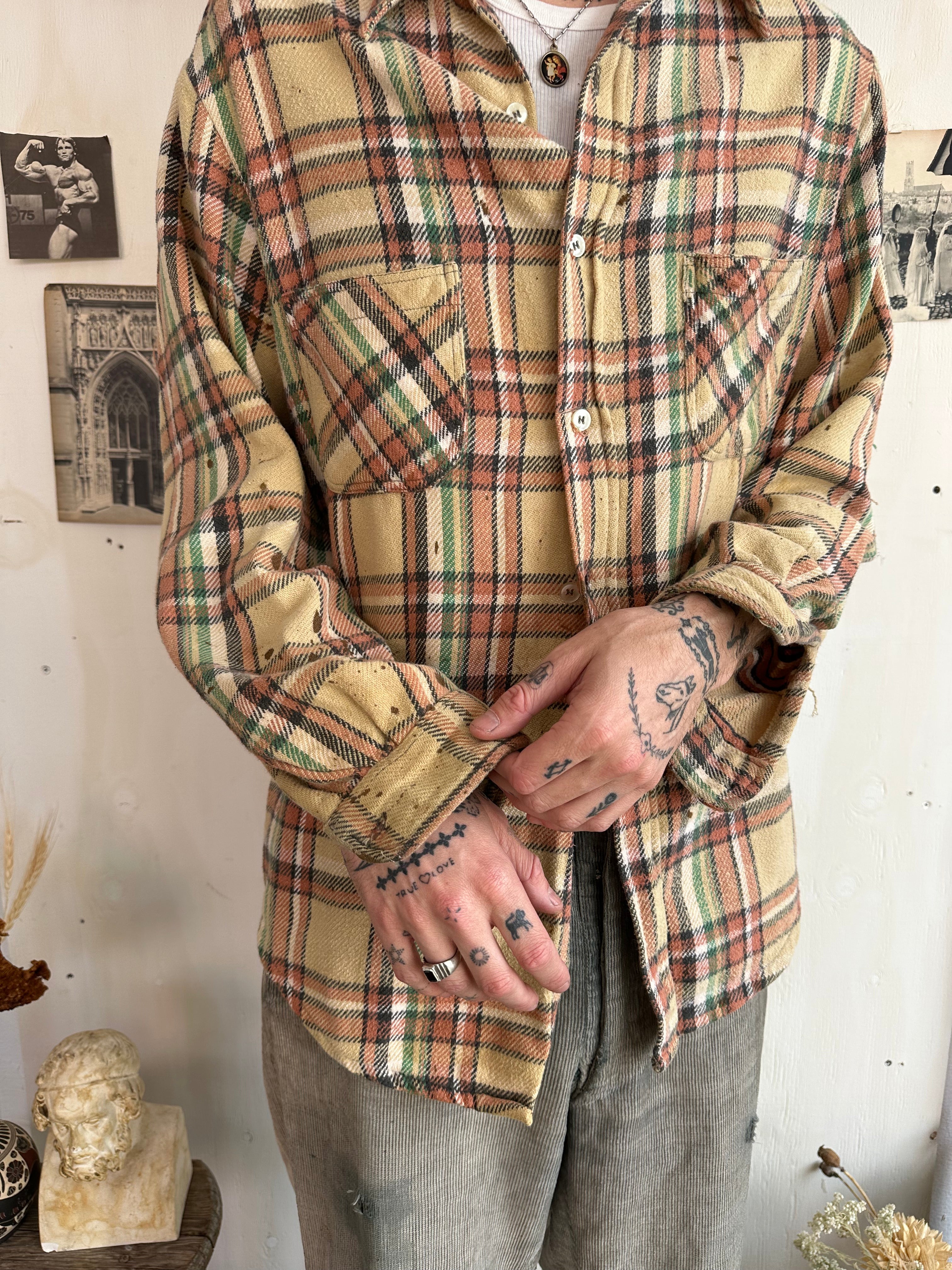 1960s Well-Worn Big Mac Cotton Flannel Over-Shirt (XL)