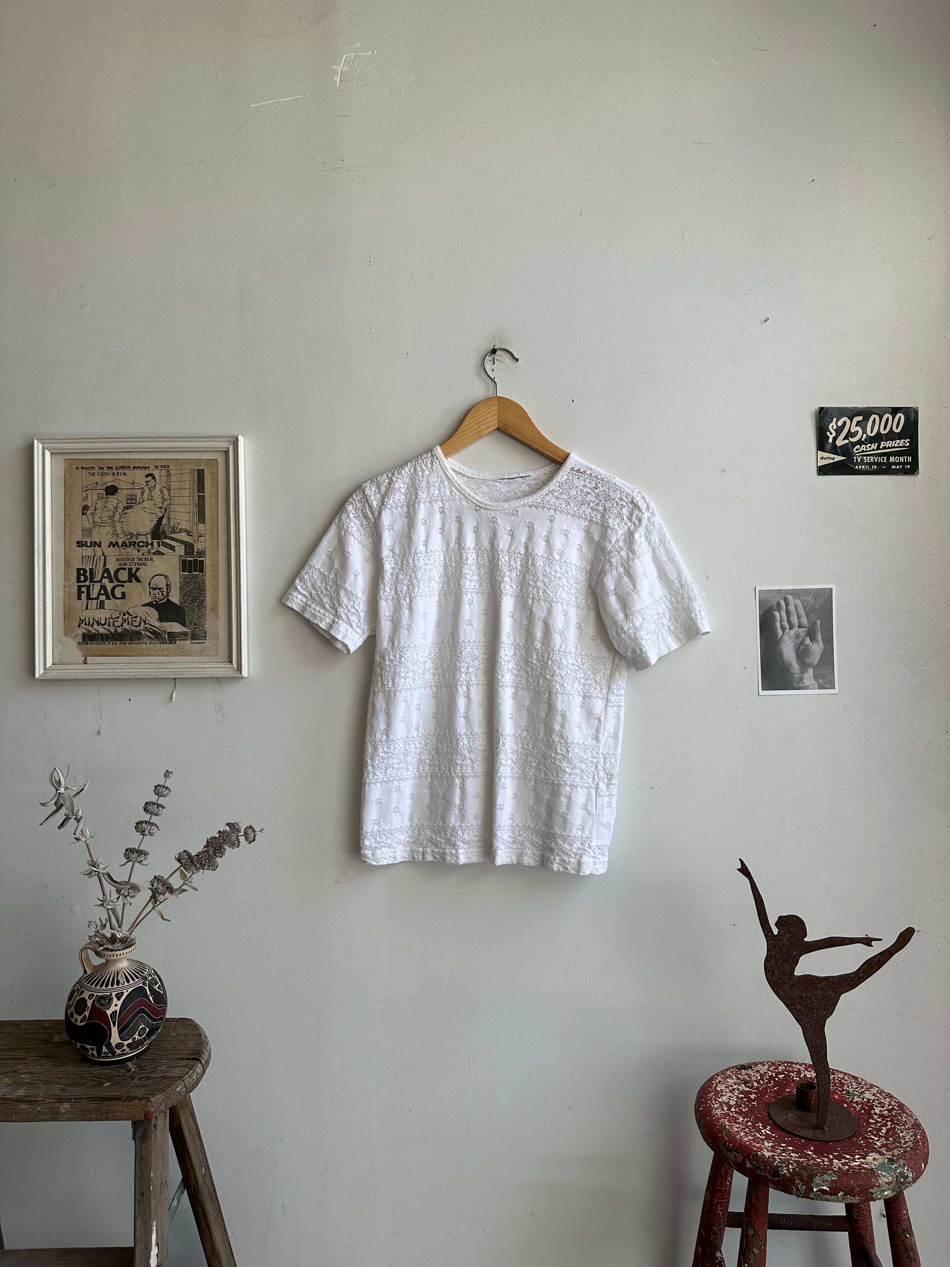 1990s Floral Jacquard T-Shirt (S/M)