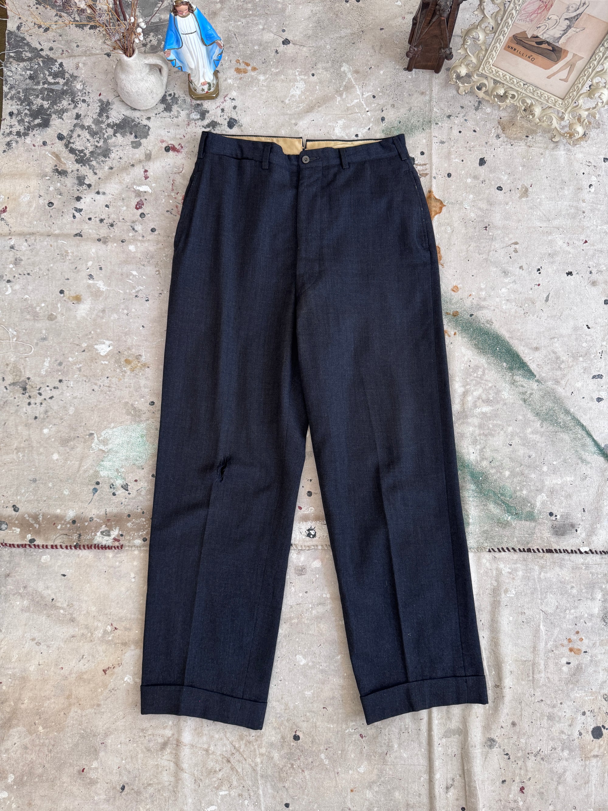 1960s Well-worn Flat Front Trousers