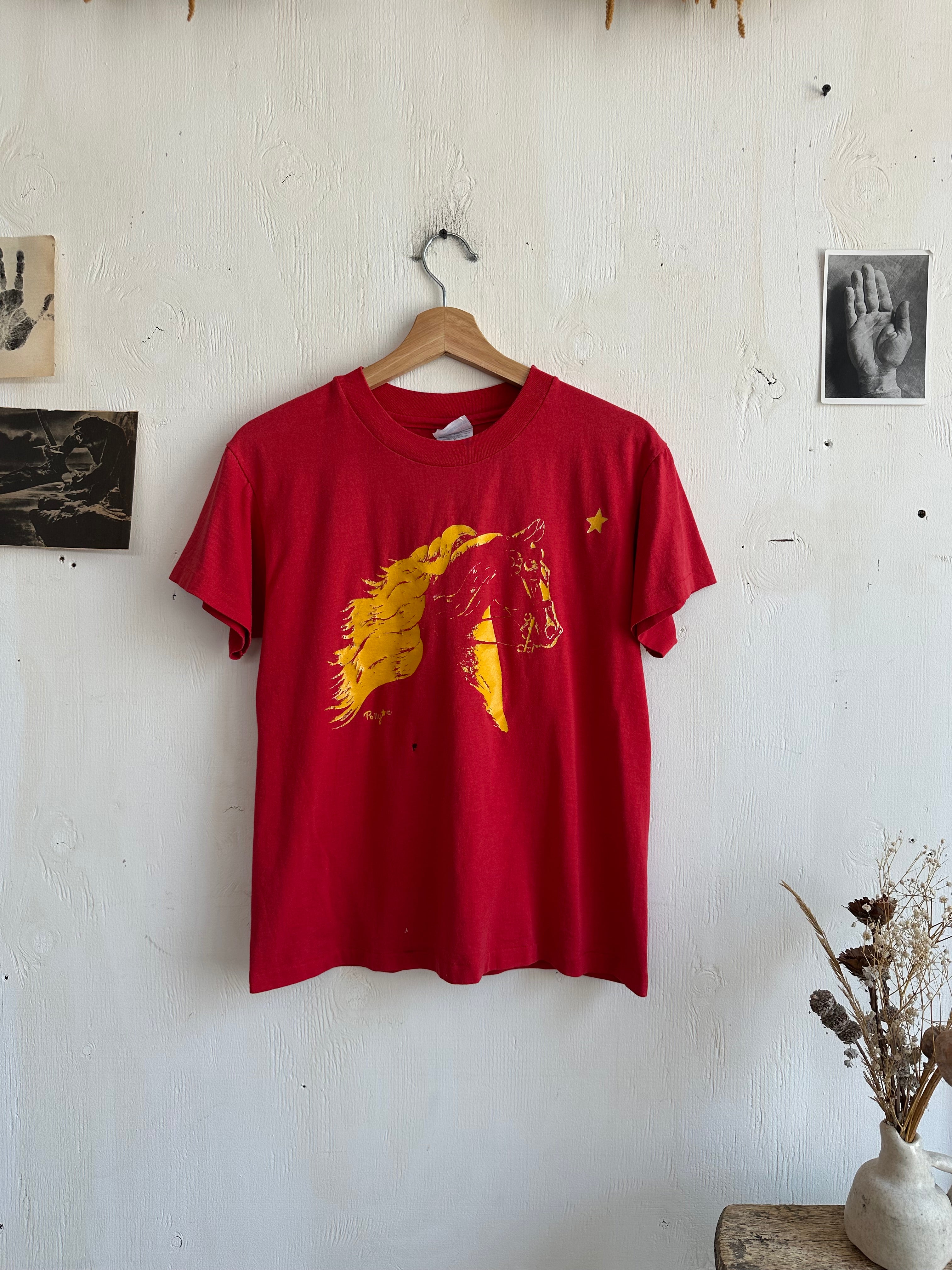 1990s Faded Poly Horse Tee (S/M)