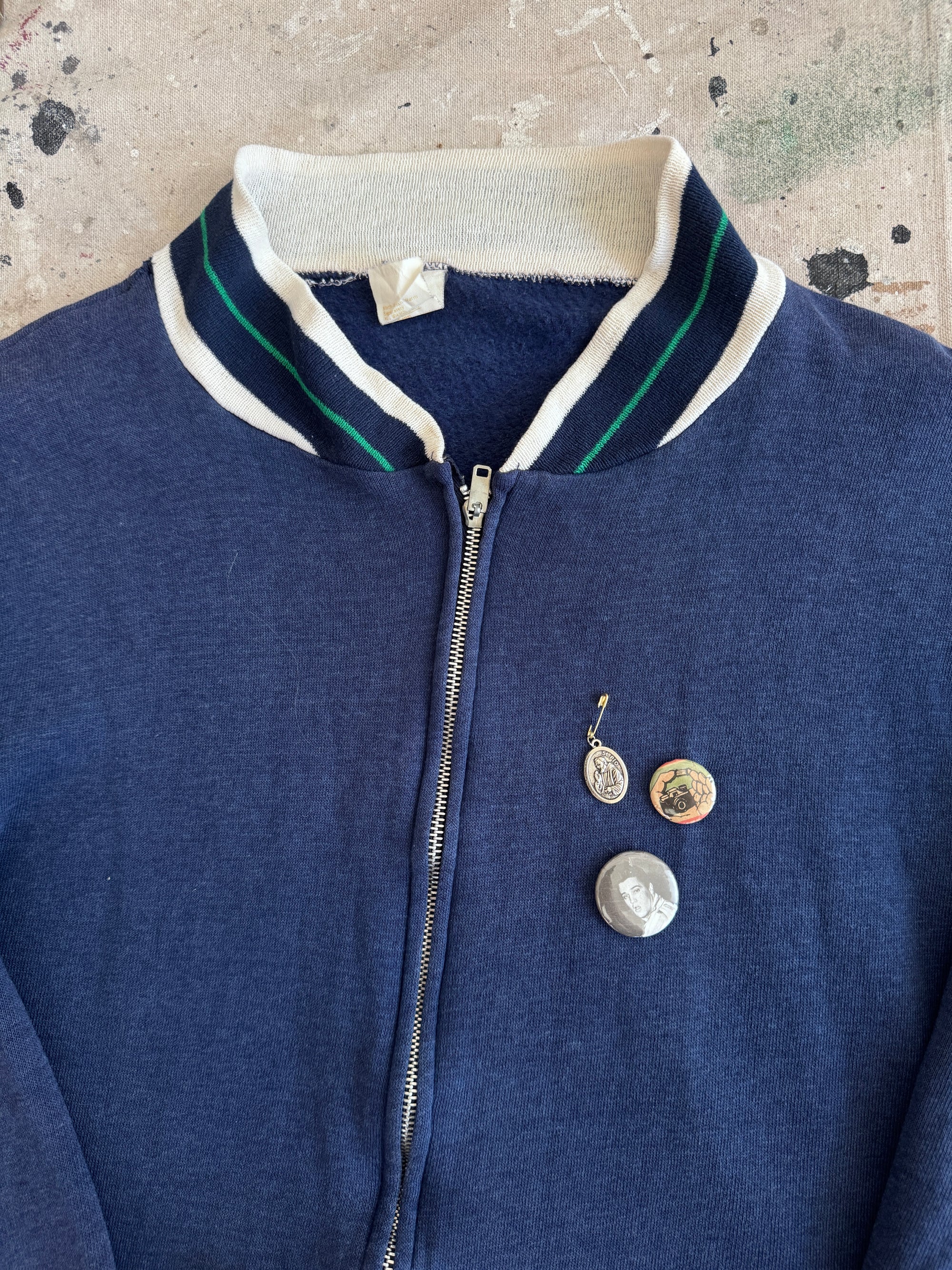 1980s Zip-Up Athletic Sweatshirt w/ Pins
